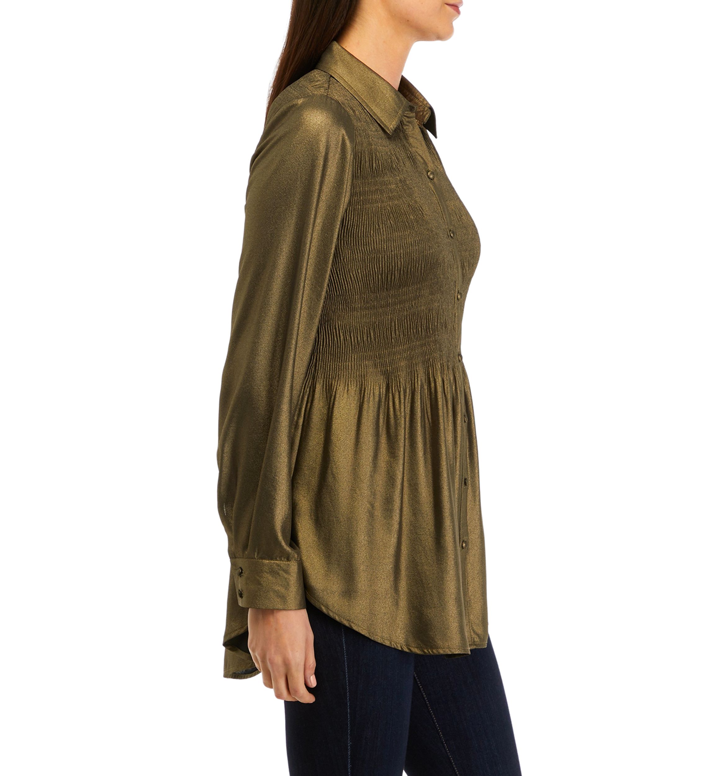 Womens Solid Pleated Top