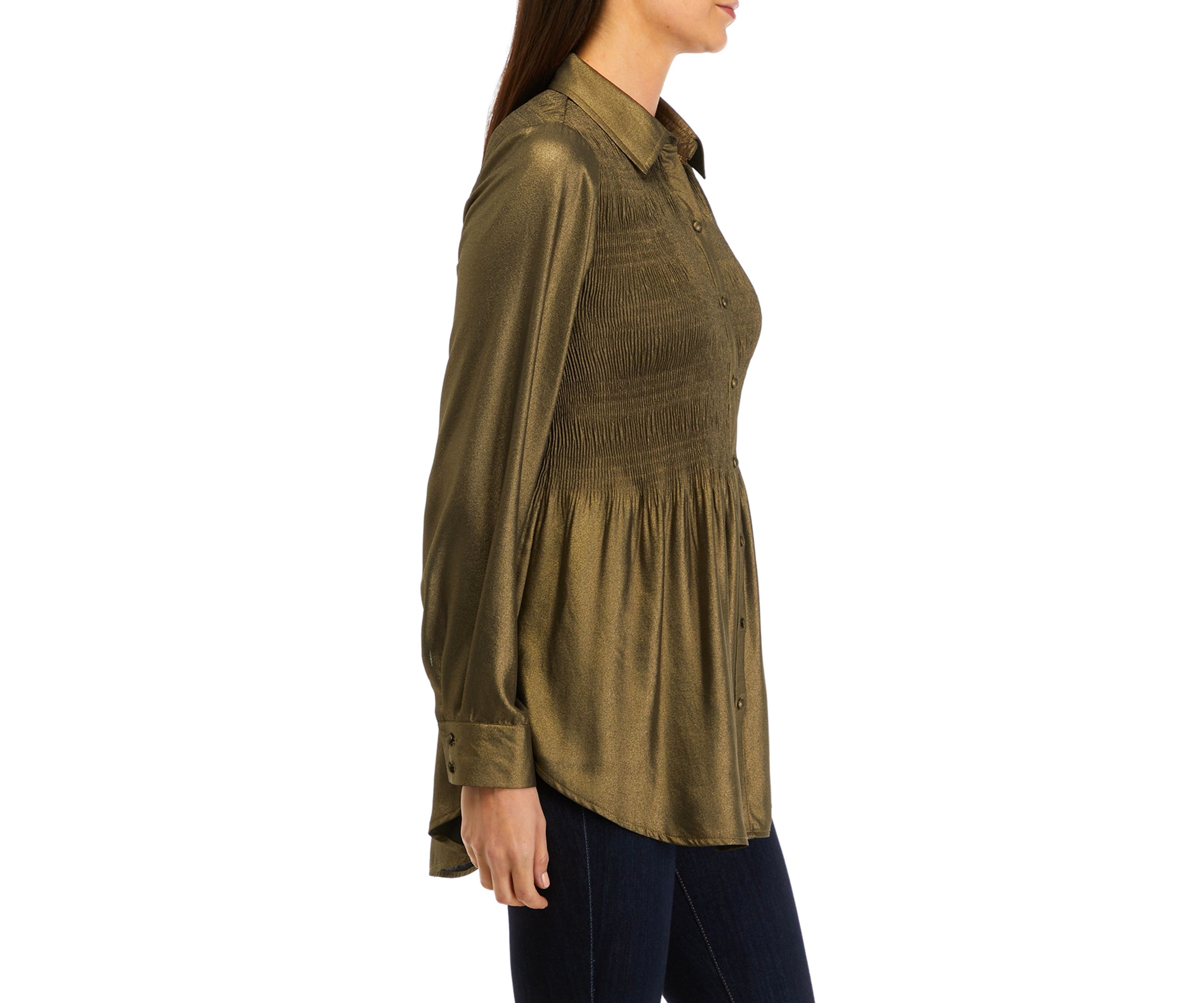 Womens Solid Pleated Top