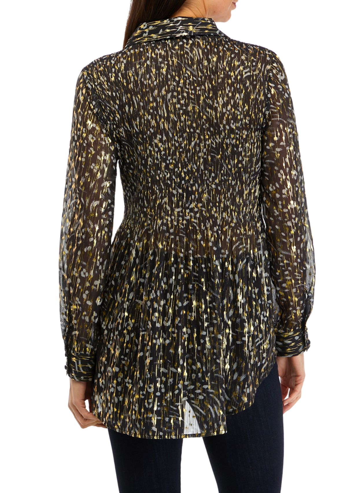 Womens Pleated Printed Top