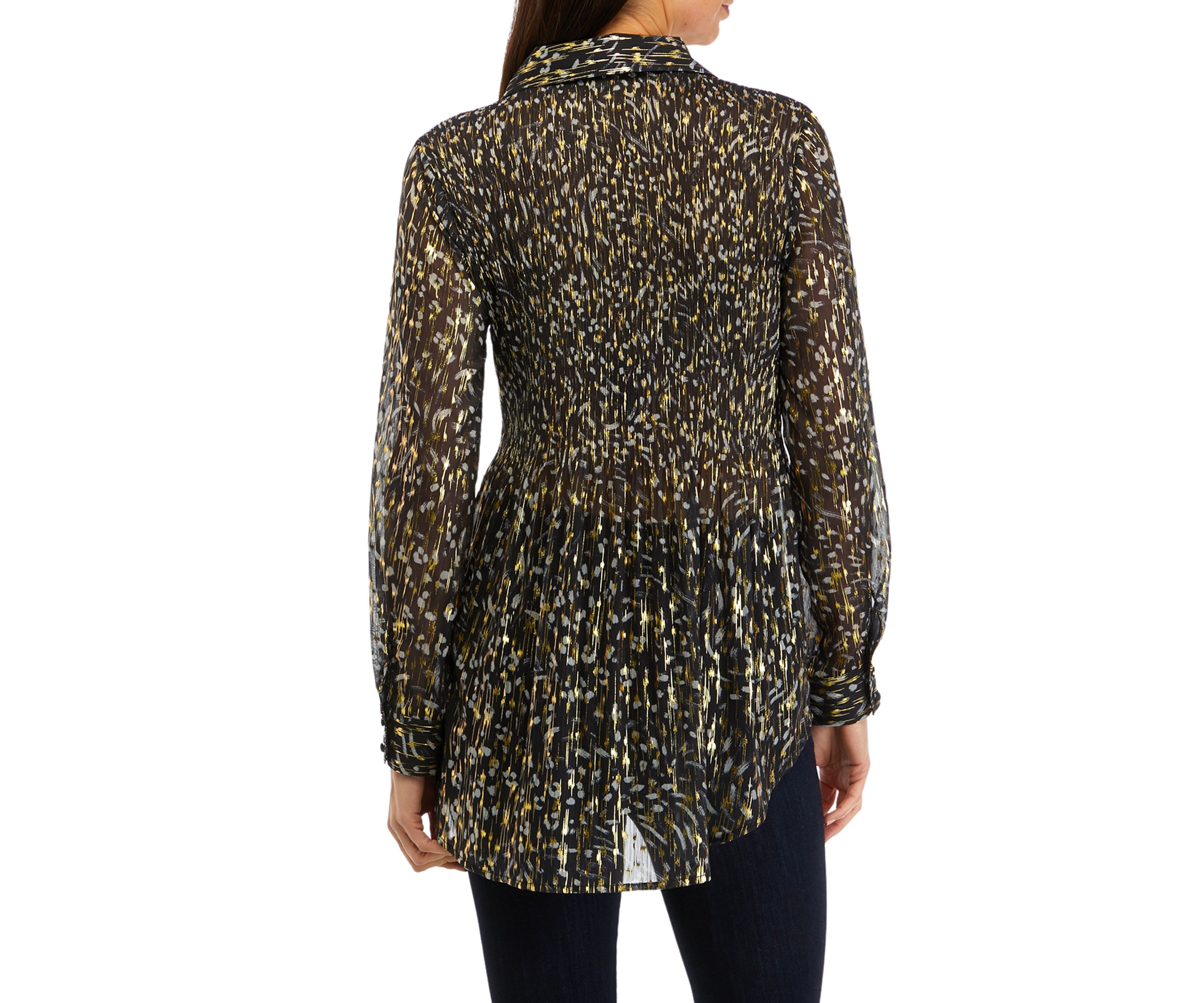 Womens Pleated Printed Top