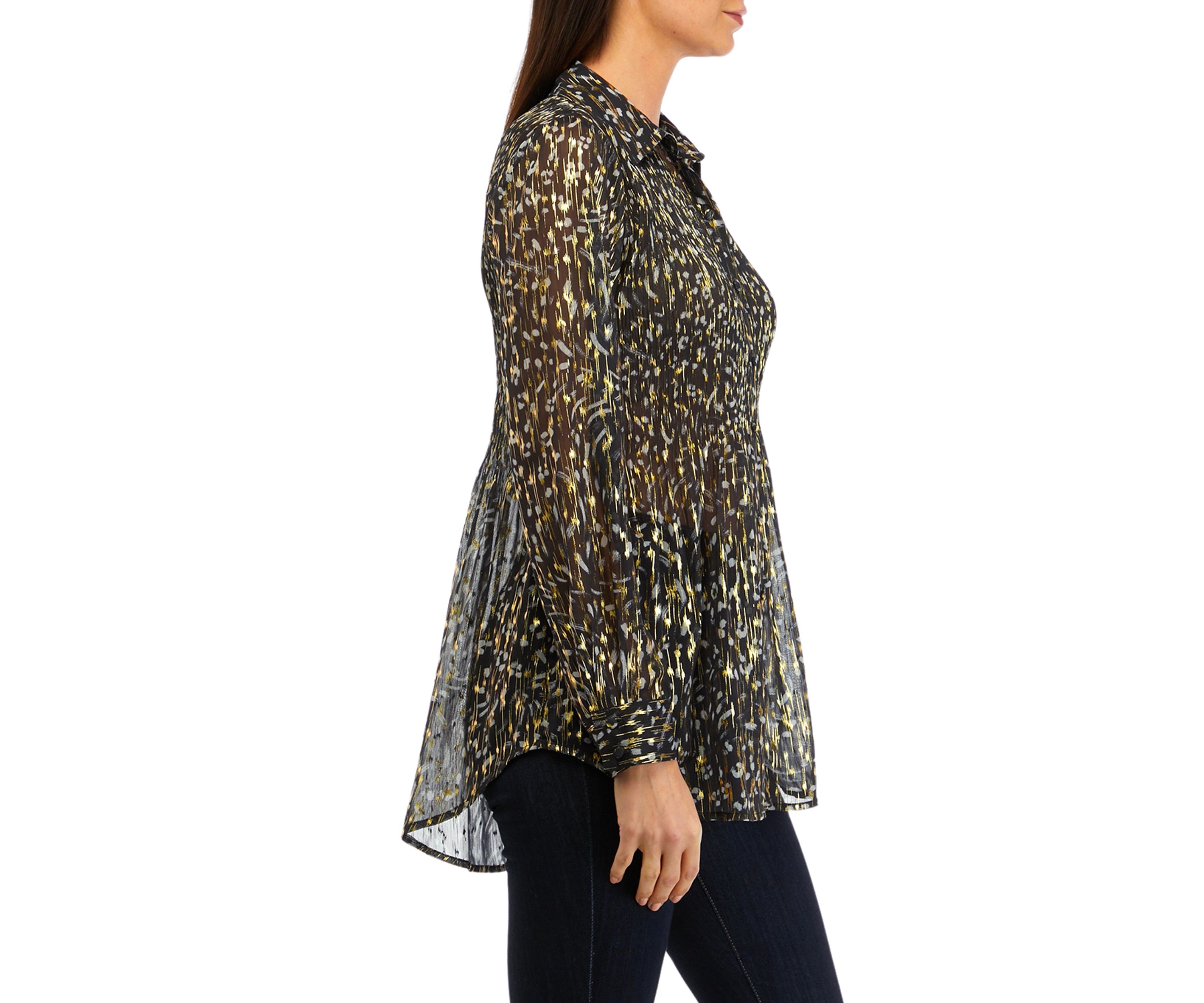 Womens Pleated Printed Top