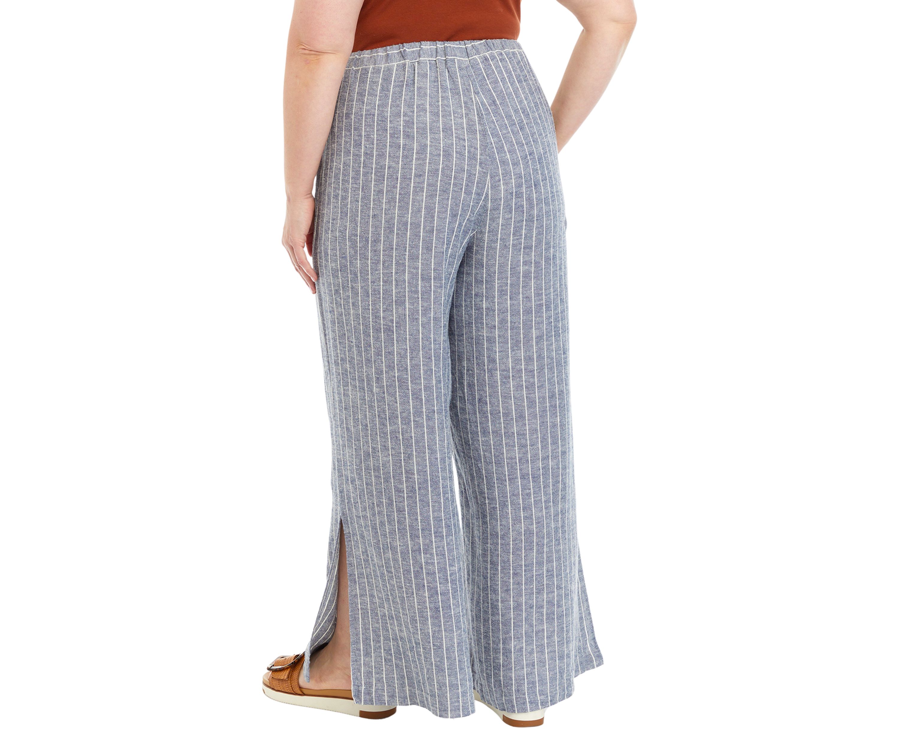 Plus Size Striped Linen Blend Pants