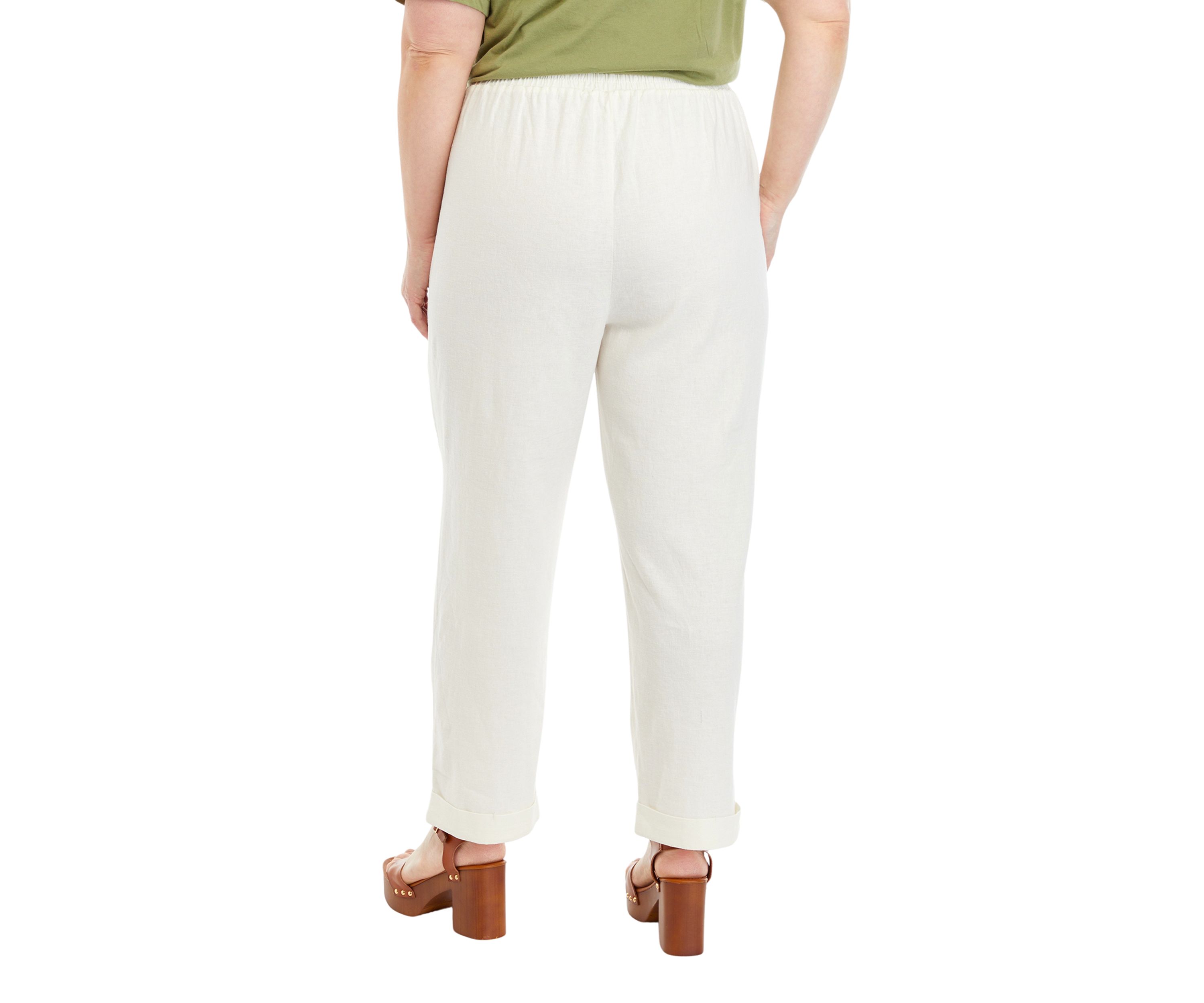 Plus Size Linen Blend Drawstring Pants