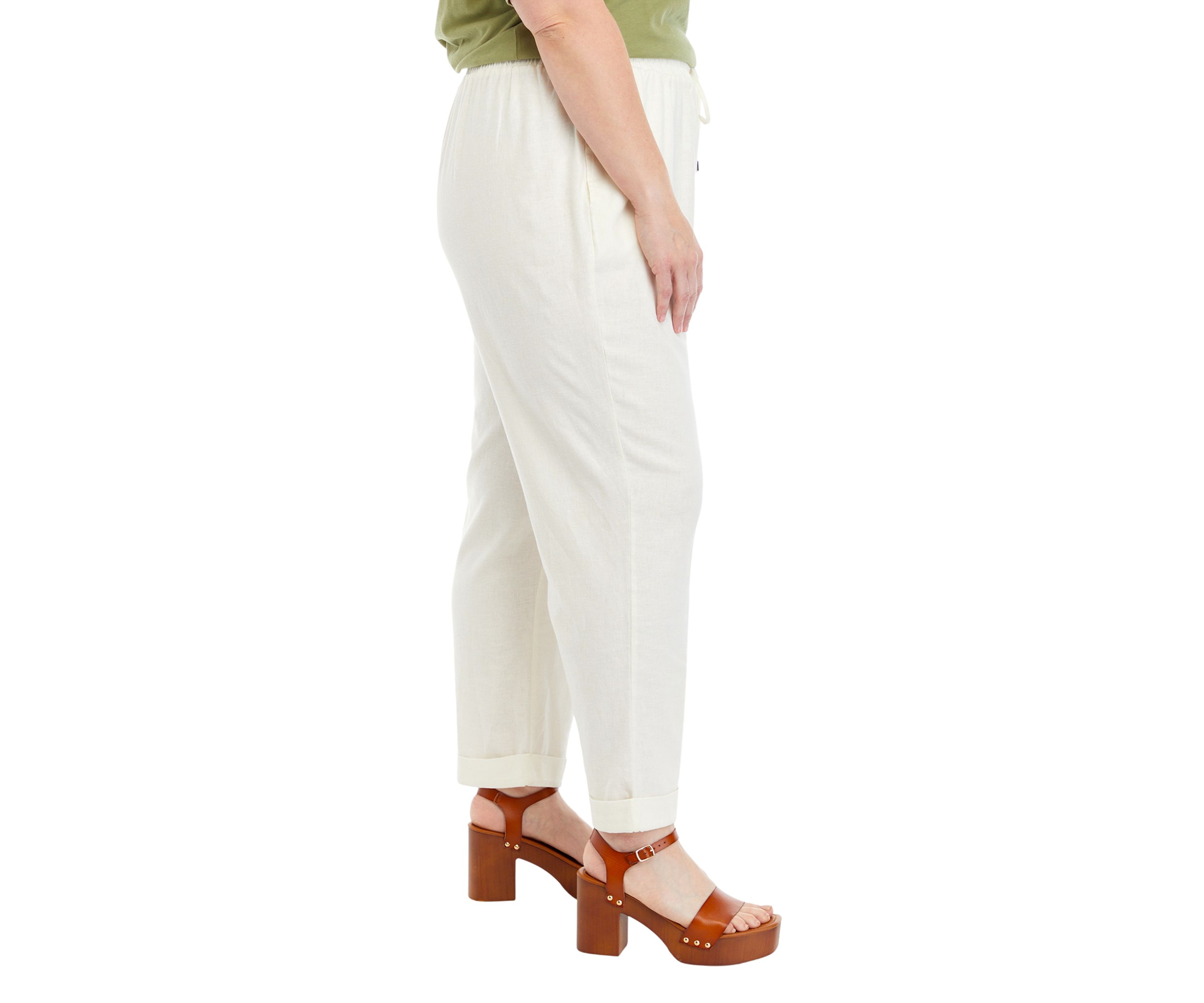 Plus Size Linen Blend Drawstring Pants
