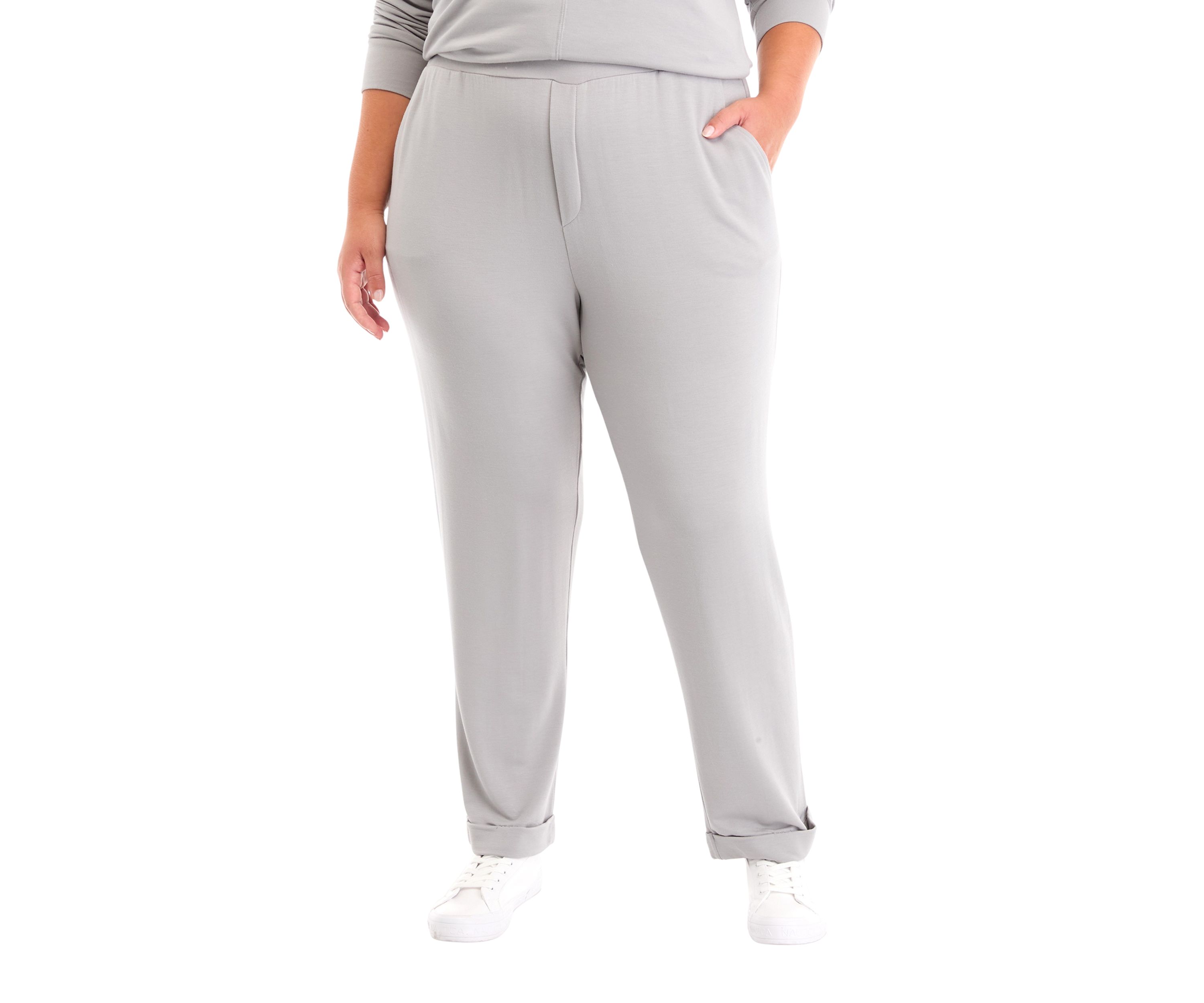 Plus Size Terry Roll Cuff Trouser Pants