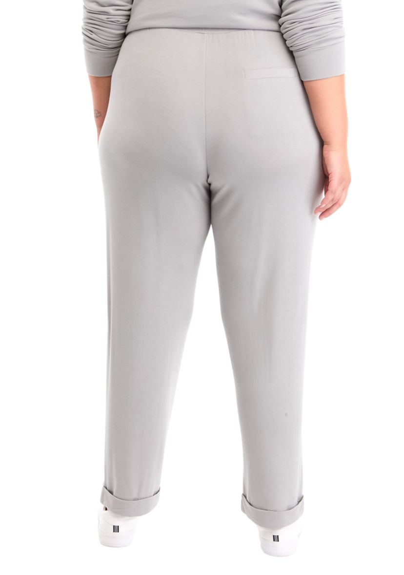 Plus Size Terry Roll Cuff Trouser Pants