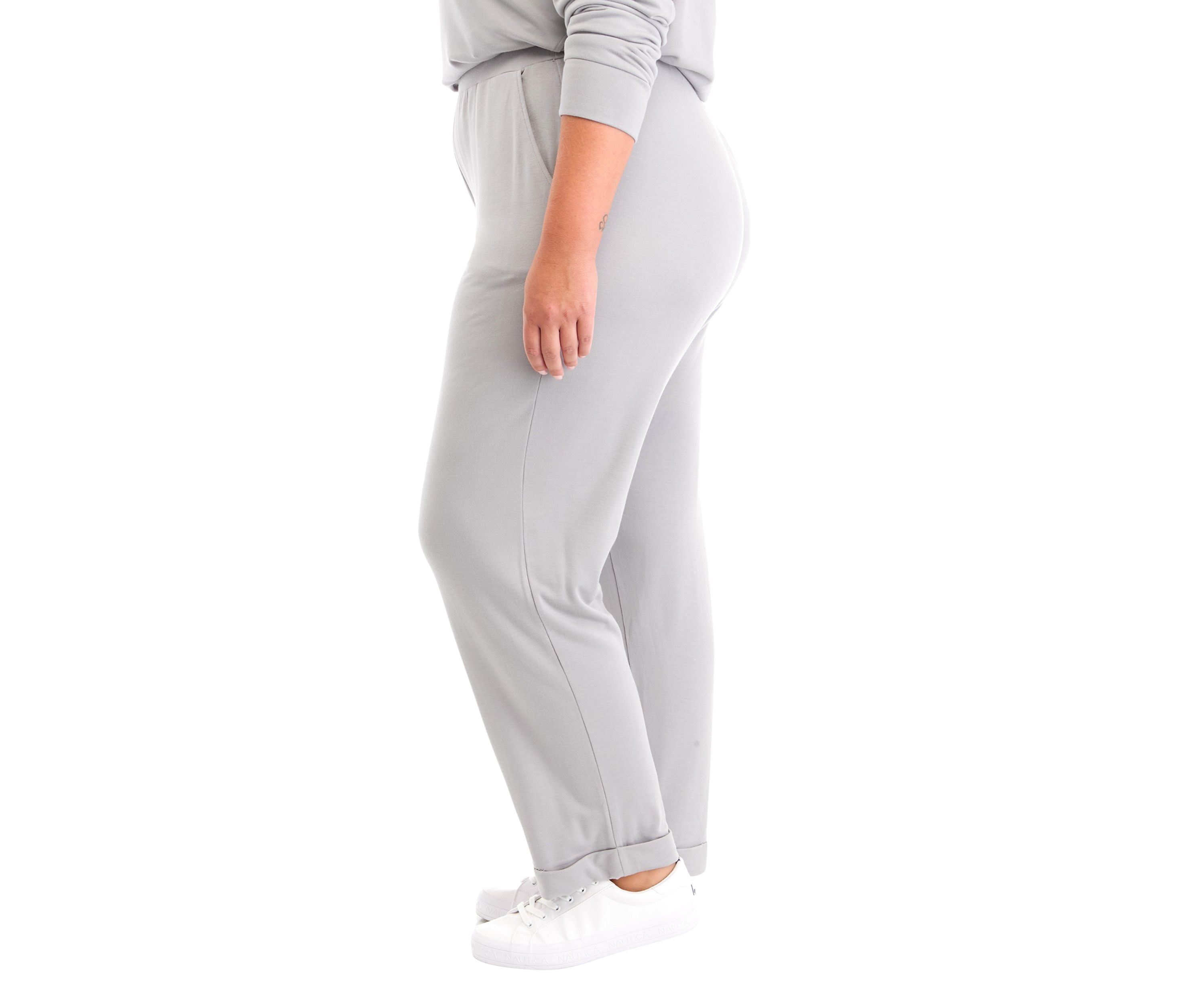 Plus Size Terry Roll Cuff Trouser Pants