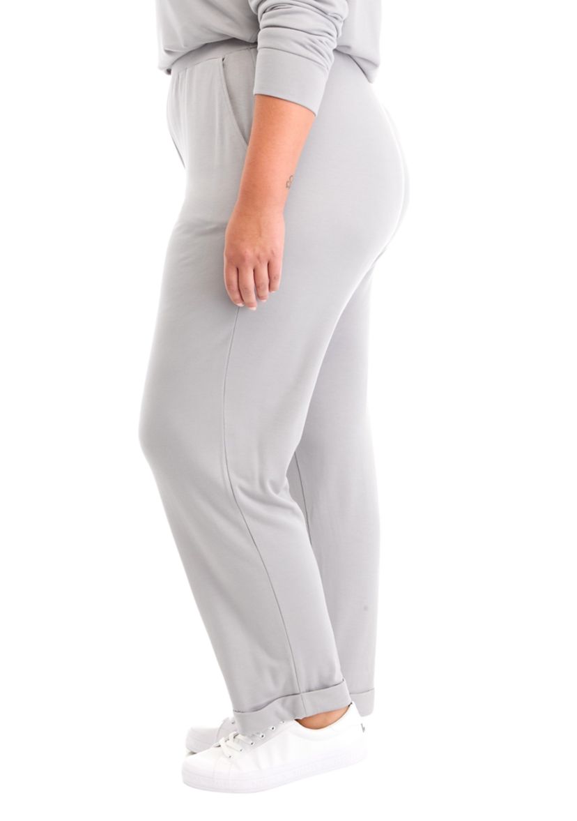 Plus Size Terry Roll Cuff Trouser Pants