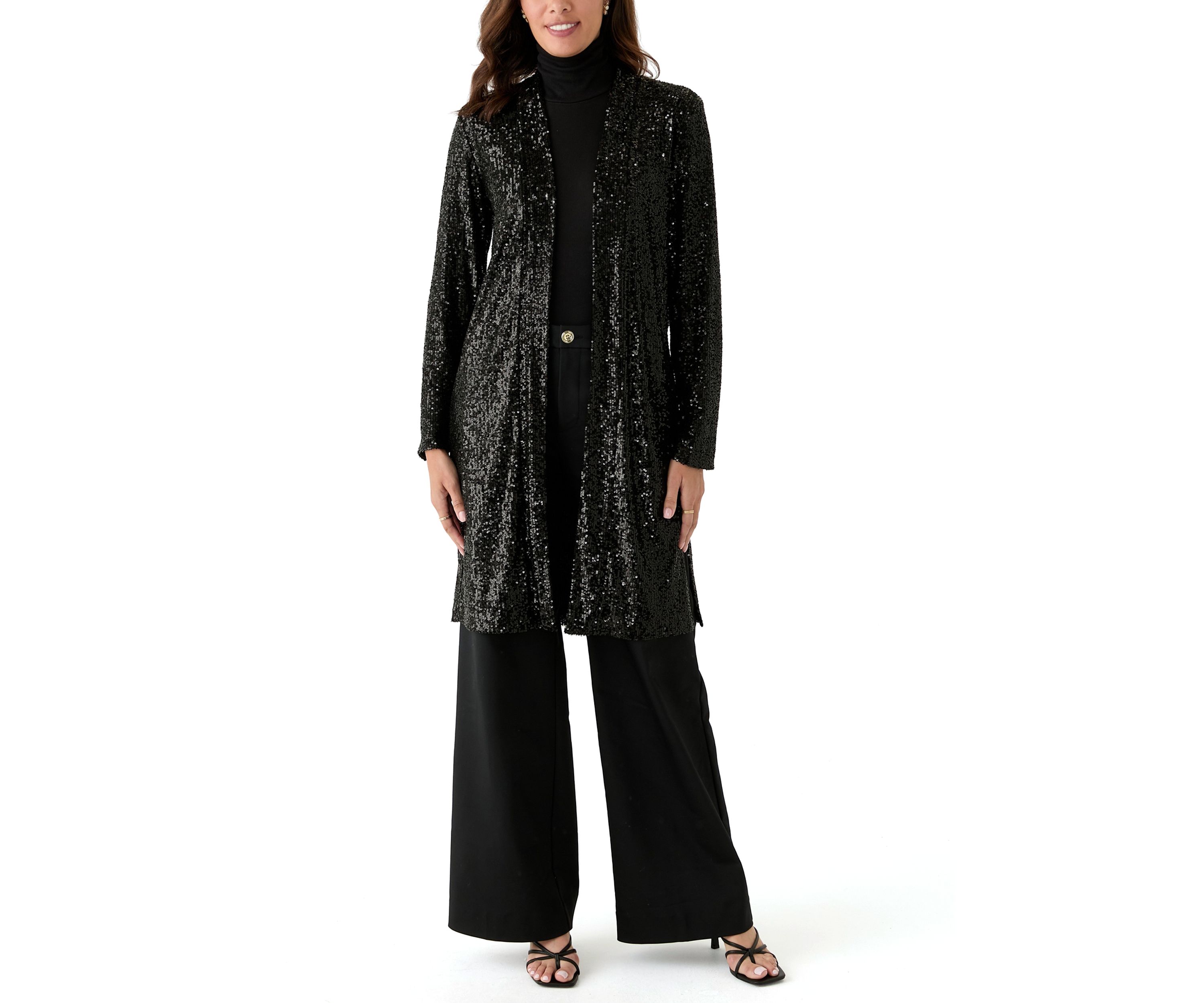 Womens Sequin Duster Cardigan