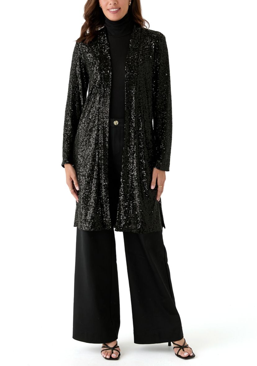 Womens Sequin Duster Cardigan