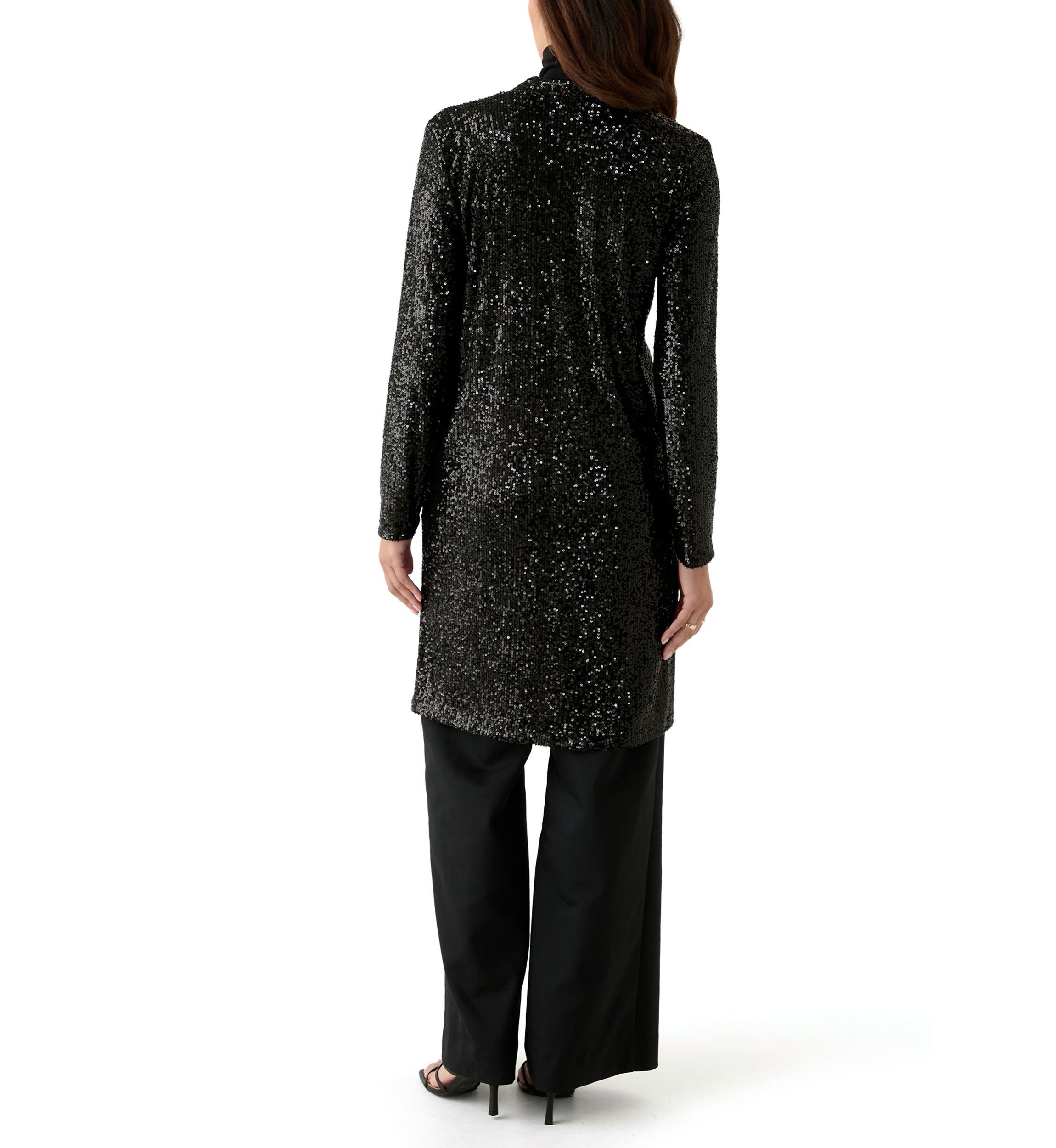 Womens Sequin Duster Cardigan