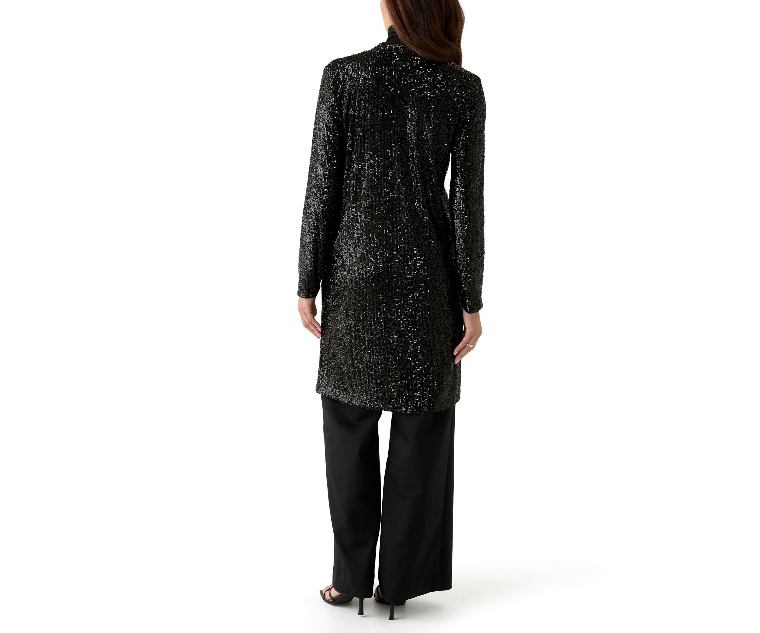 Womens Sequin Duster Cardigan