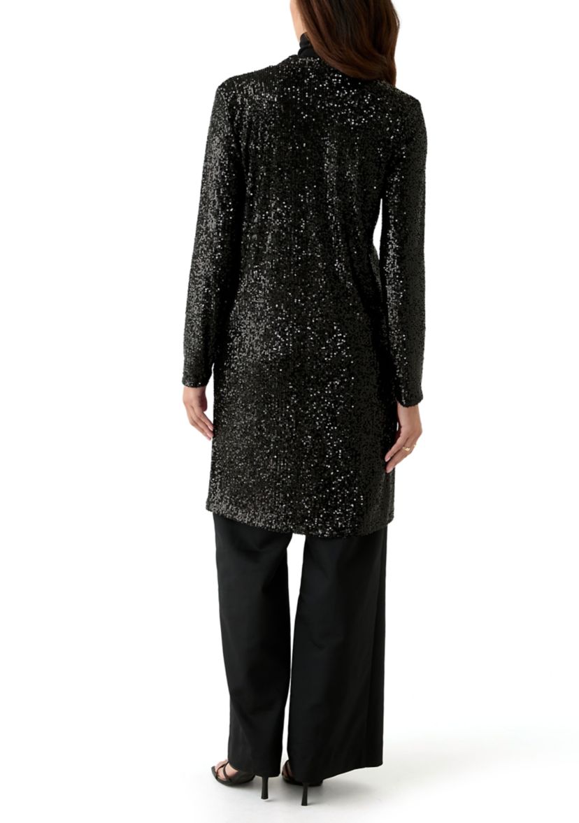 Womens Sequin Duster Cardigan