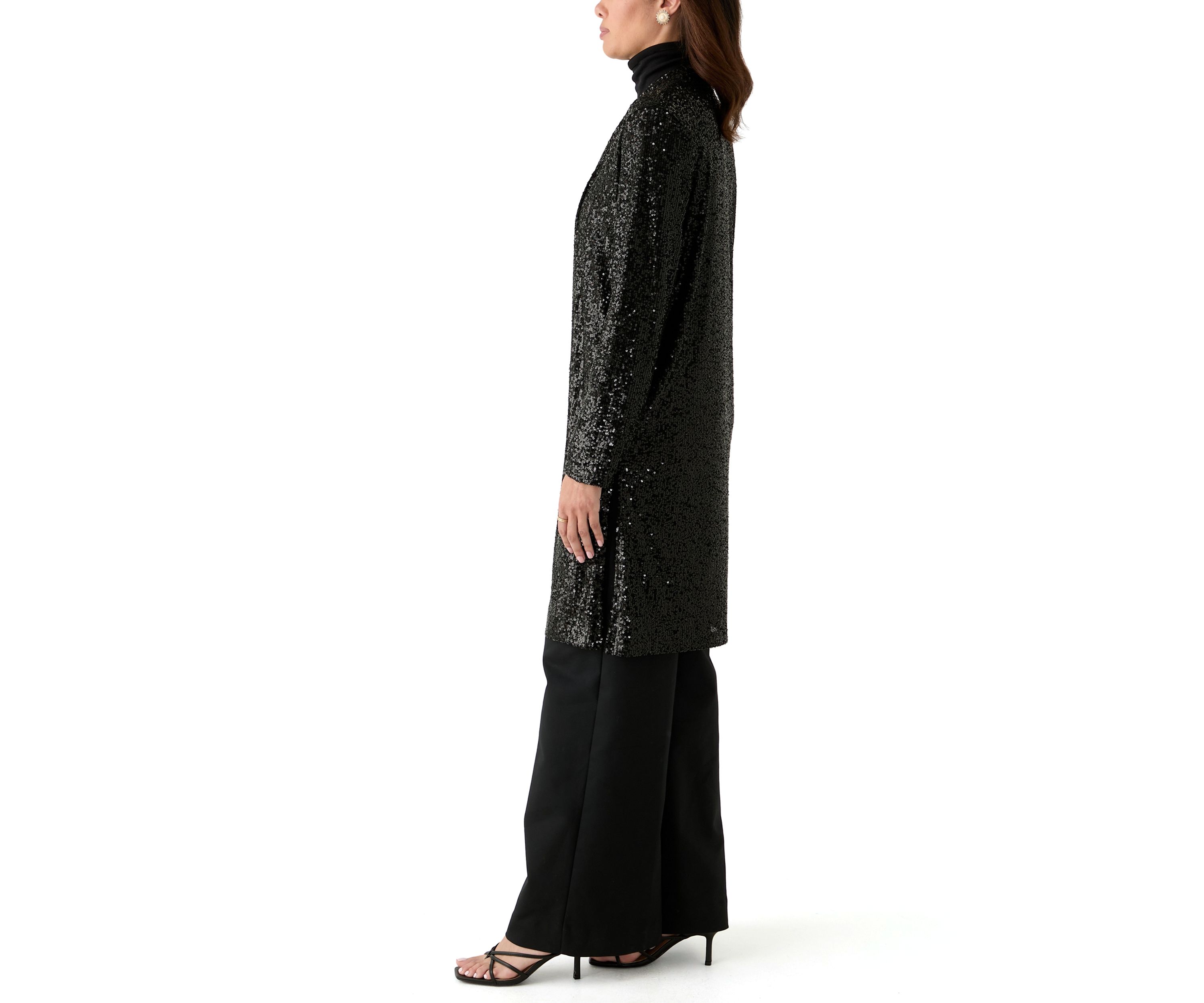 Womens Sequin Duster Cardigan