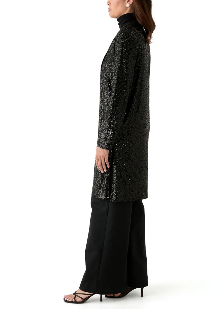Womens Sequin Duster Cardigan