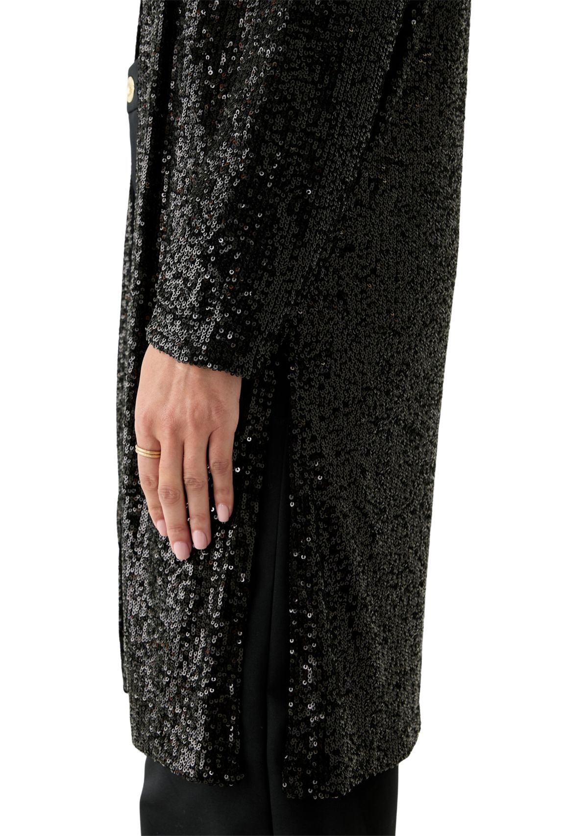 Womens Sequin Duster Cardigan
