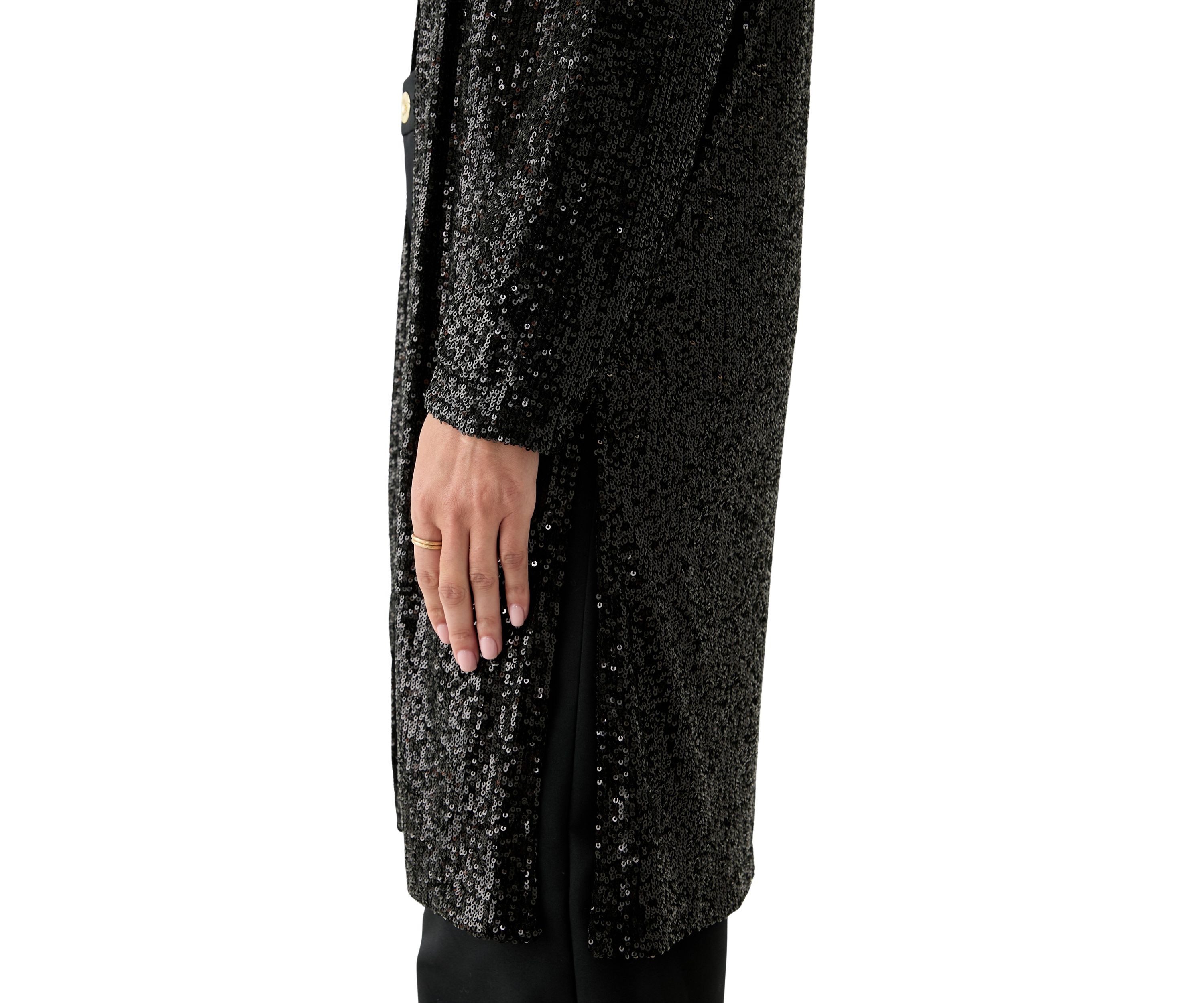 Womens Sequin Duster Cardigan