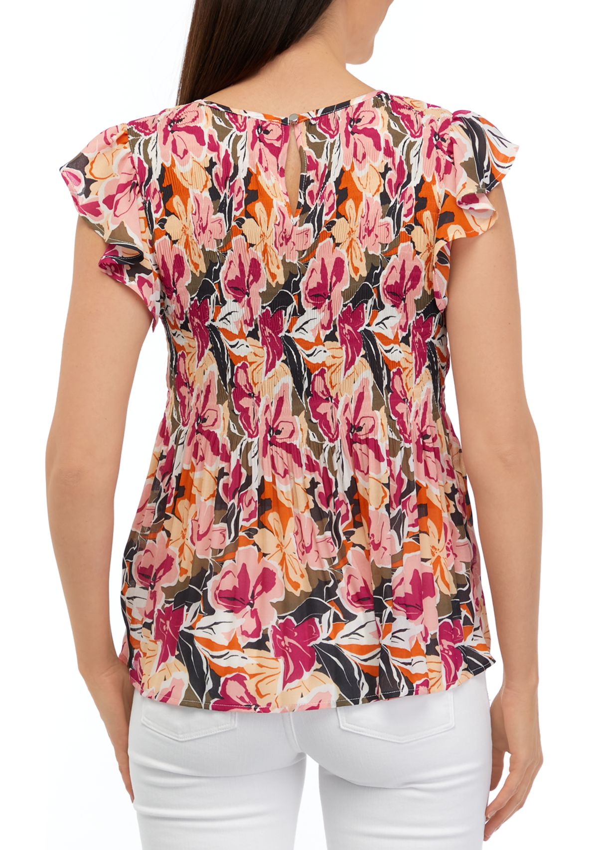 Womens Flutter Sleeve Pleater Top