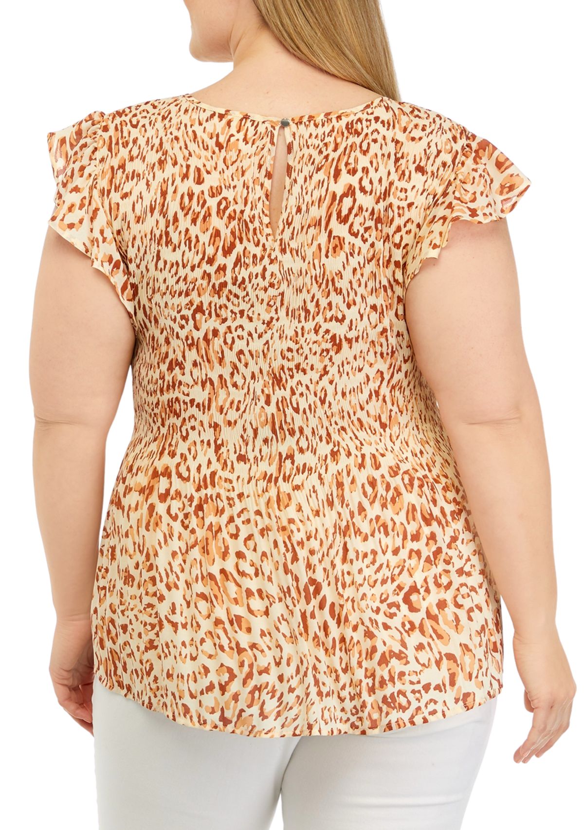 Plus Size Ruffle Sleeve Pleater Top