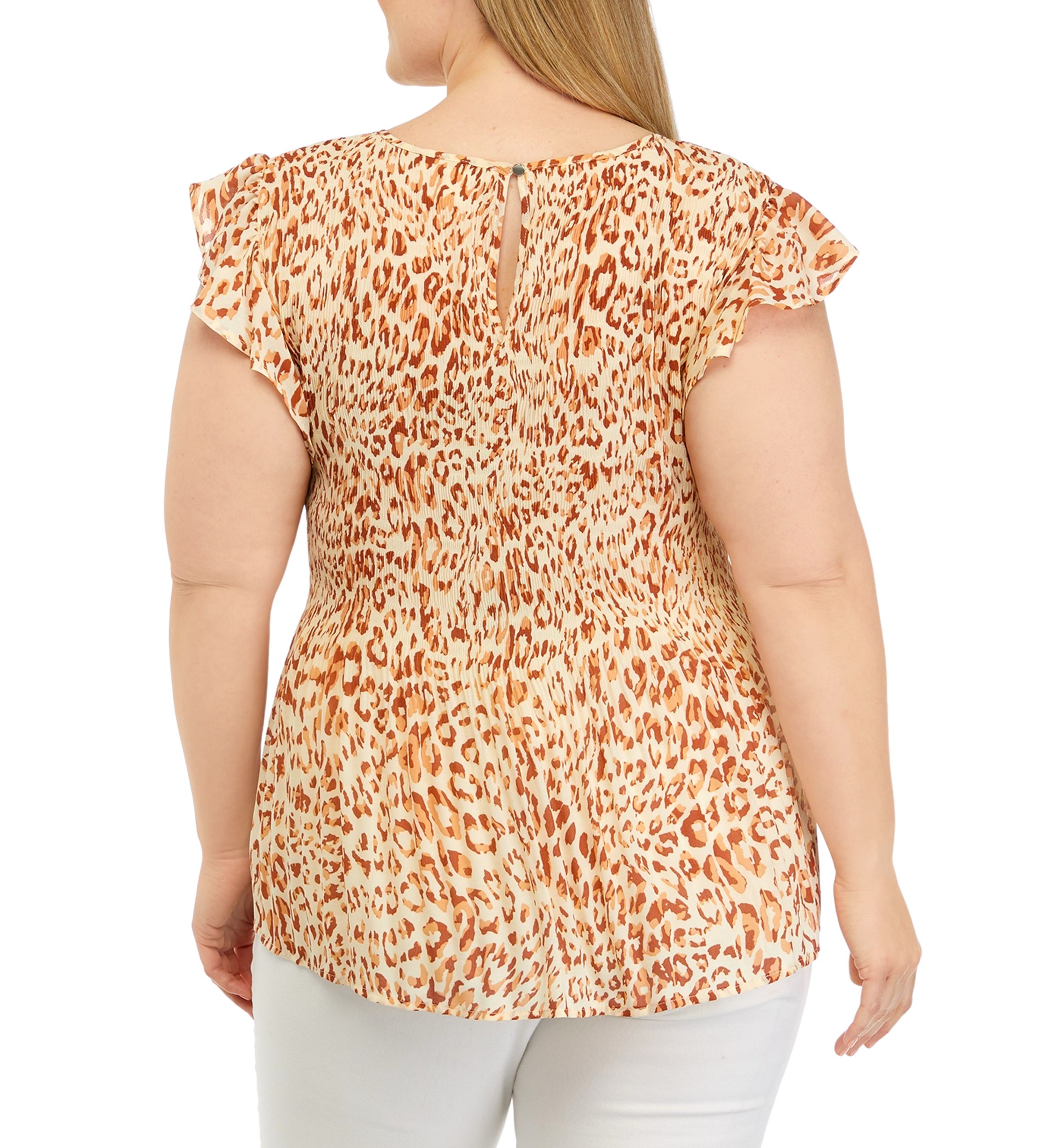 Plus Size Ruffle Sleeve Pleater Top
