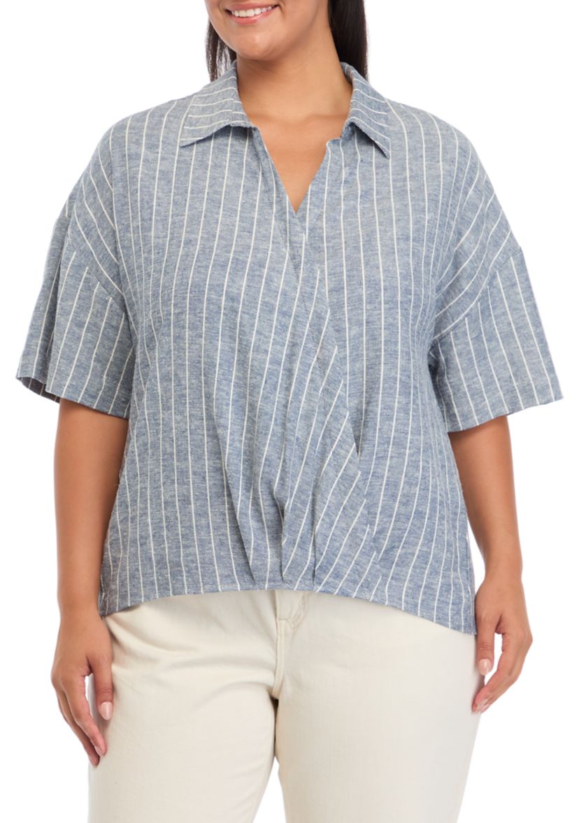 Plus Size Wrap Twist Front Top