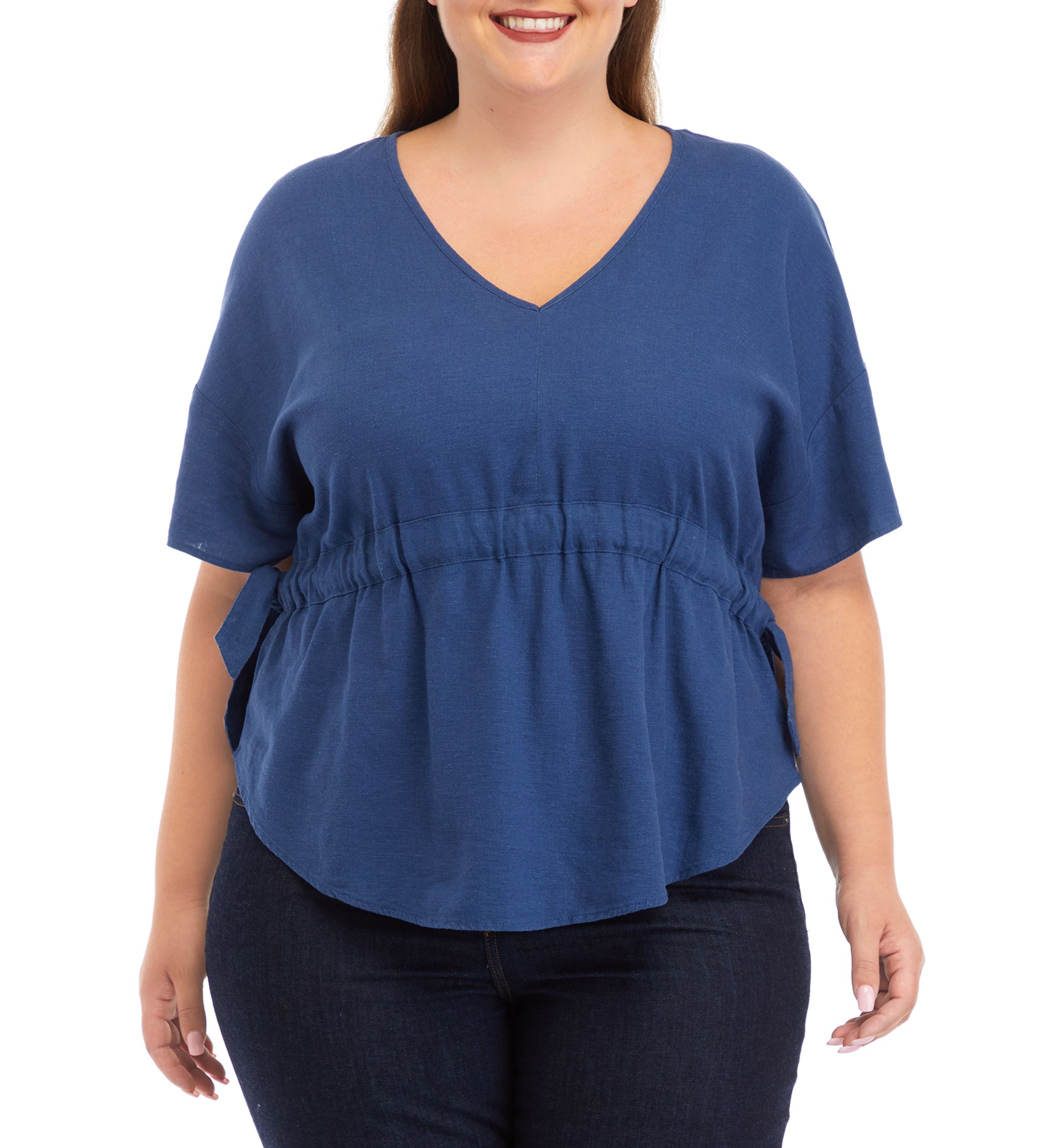 Plus Size Flutter Sleeve Woven Top