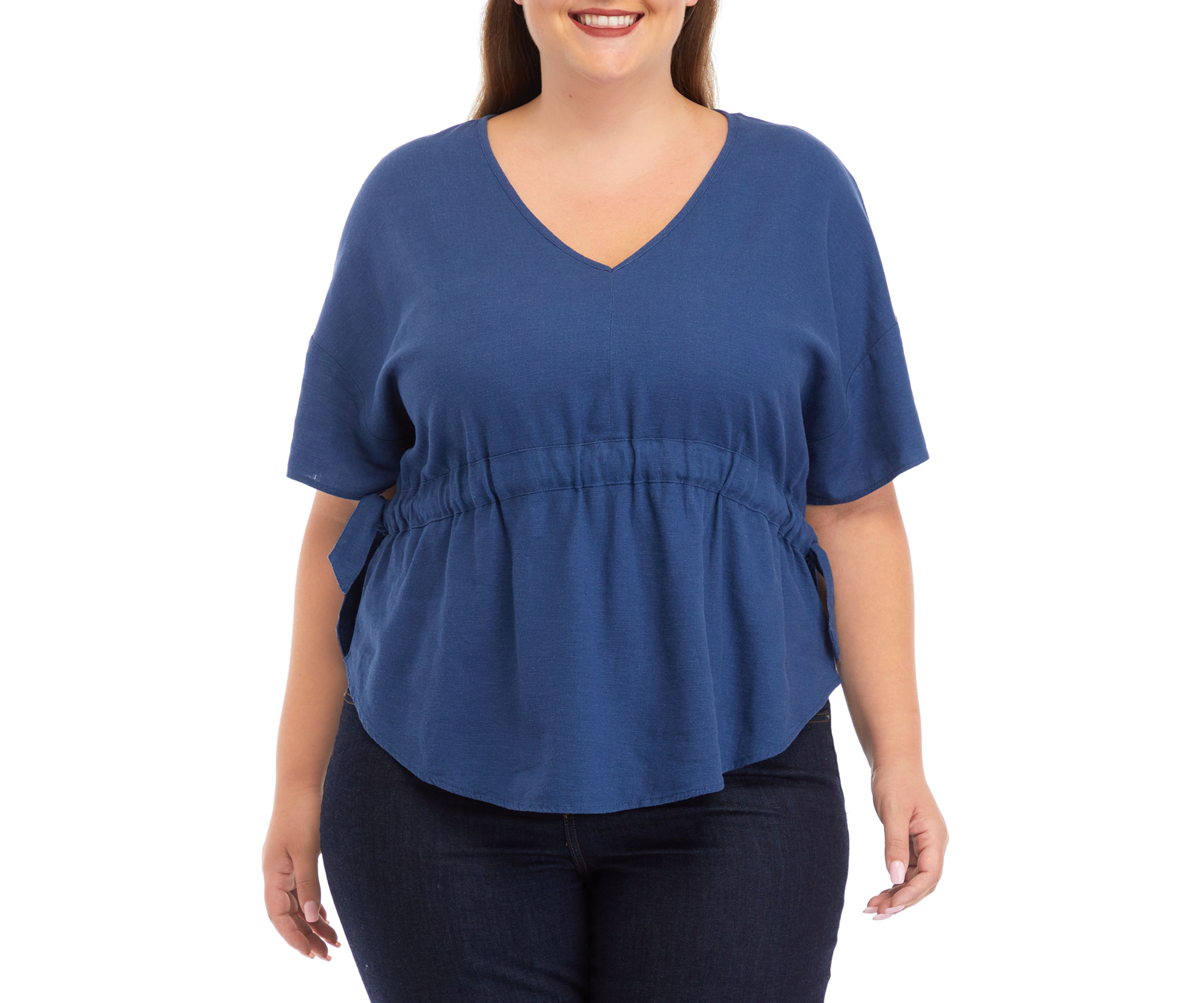 Plus Size Flutter Sleeve Woven Top
