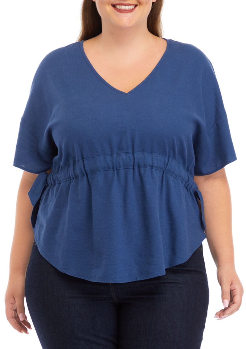 Plus Size Flutter Sleeve Woven Top