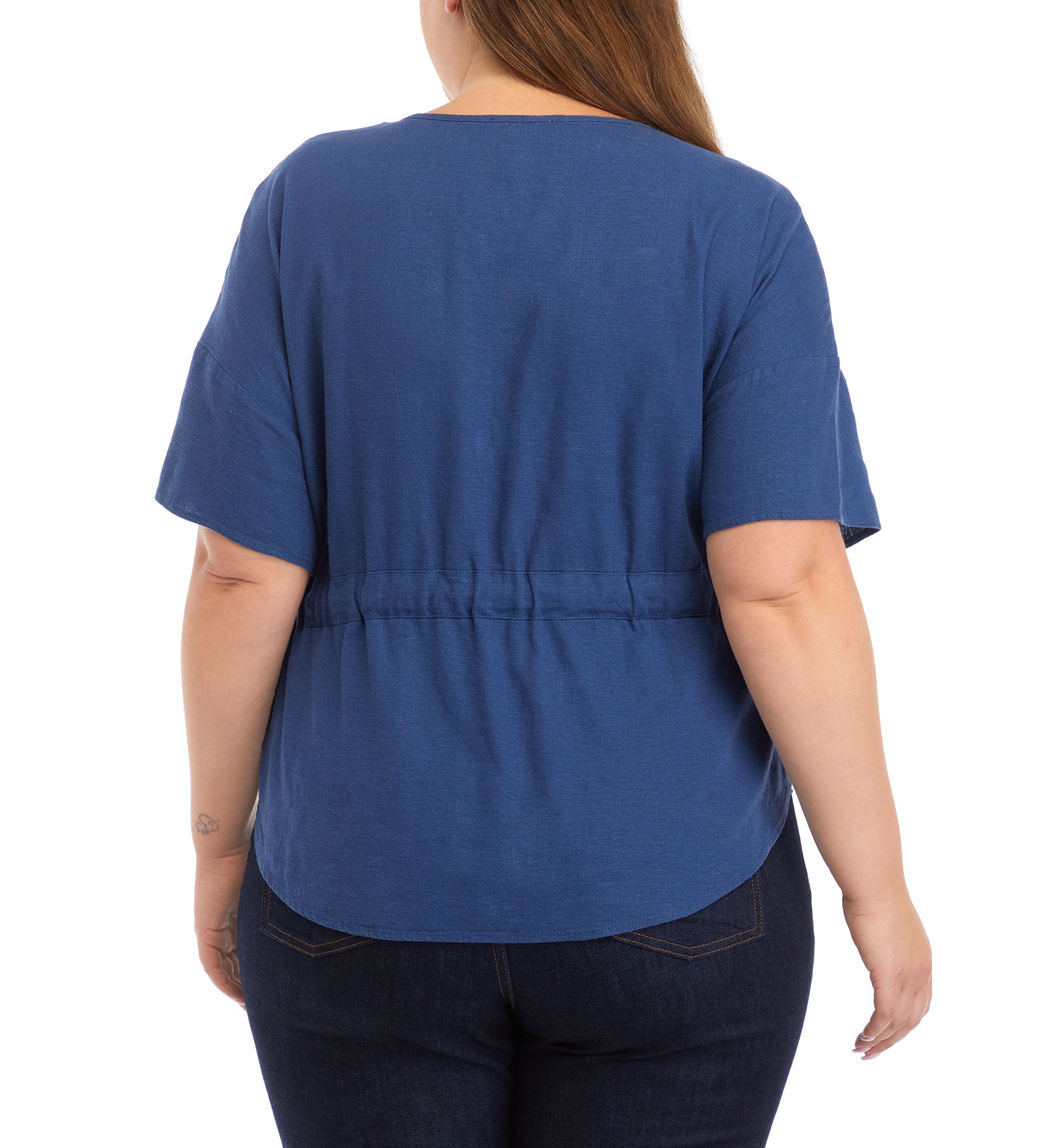 Plus Size Flutter Sleeve Woven Top