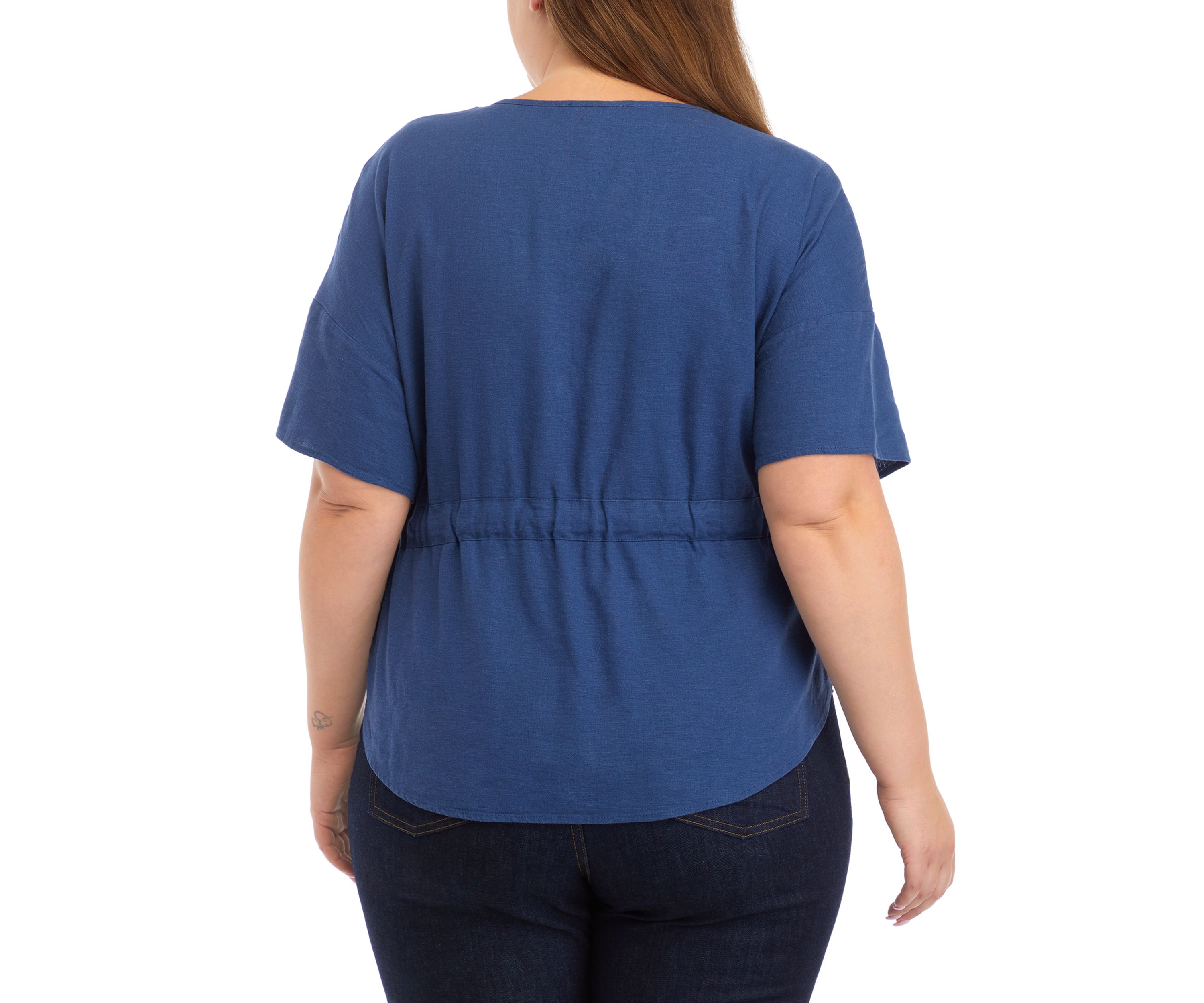 Plus Size Flutter Sleeve Woven Top