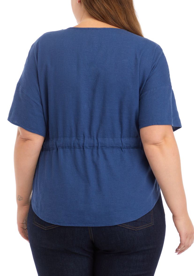 Plus Size Flutter Sleeve Woven Top
