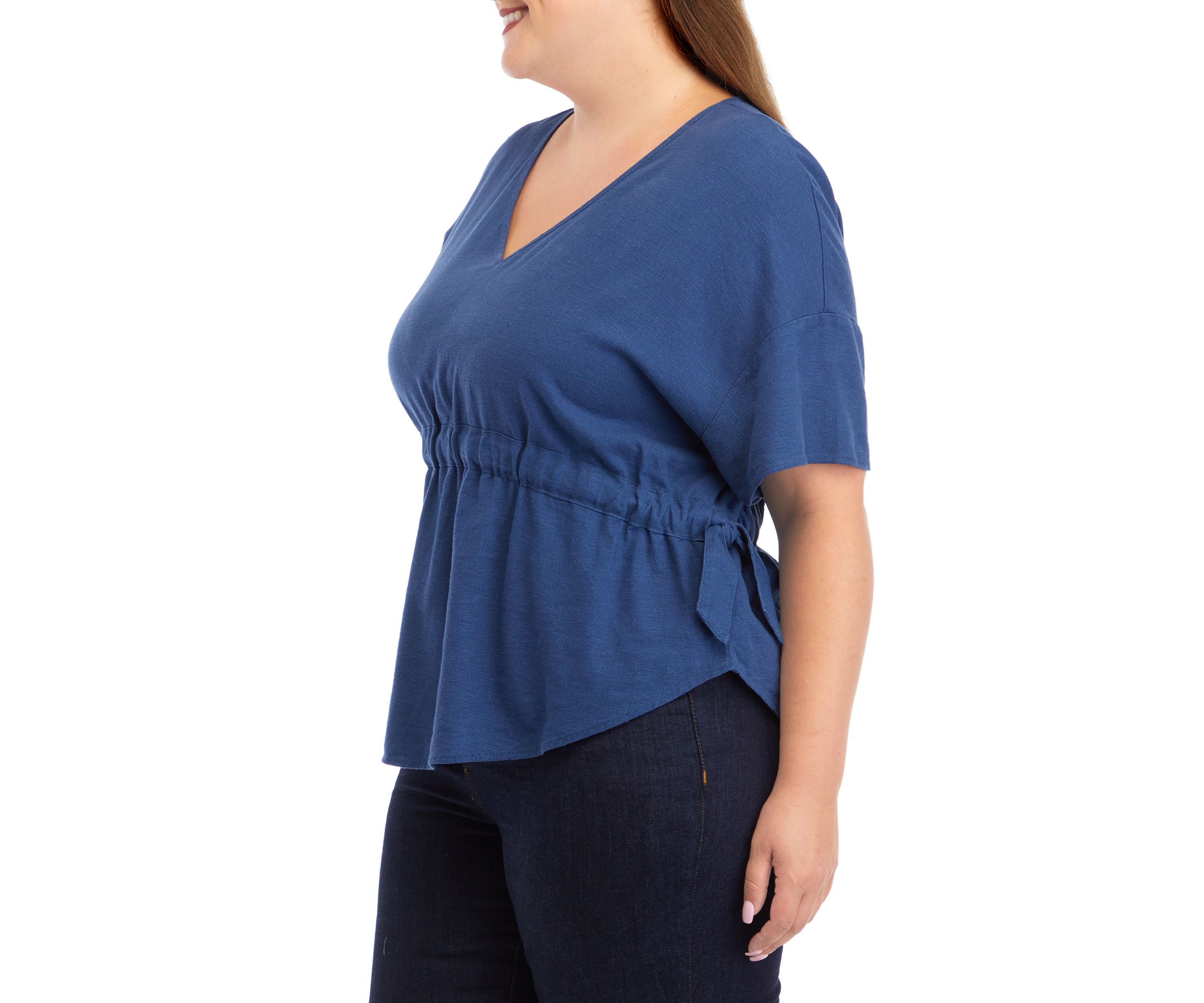 Plus Size Flutter Sleeve Woven Top