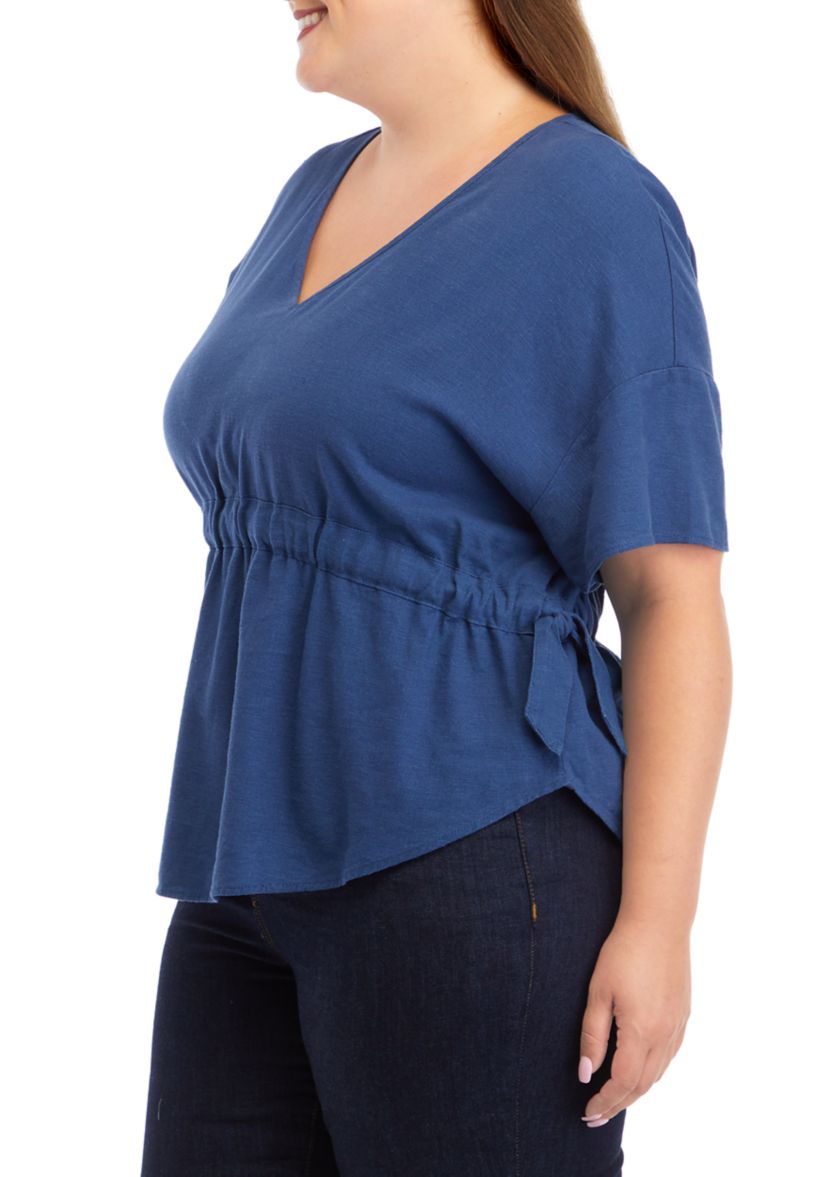 Plus Size Flutter Sleeve Woven Top