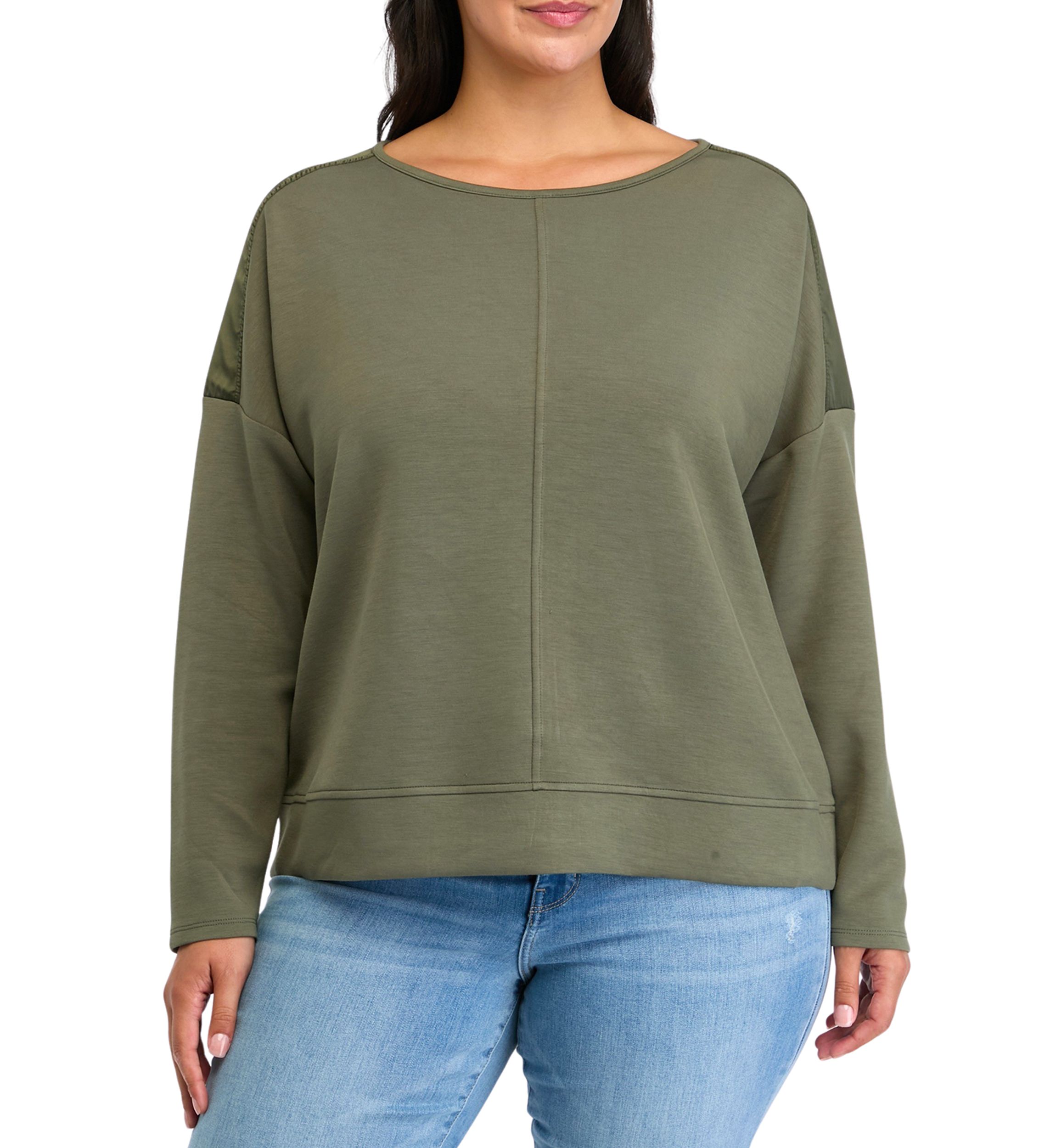 Plus Size Satin Trim Sweatshirt