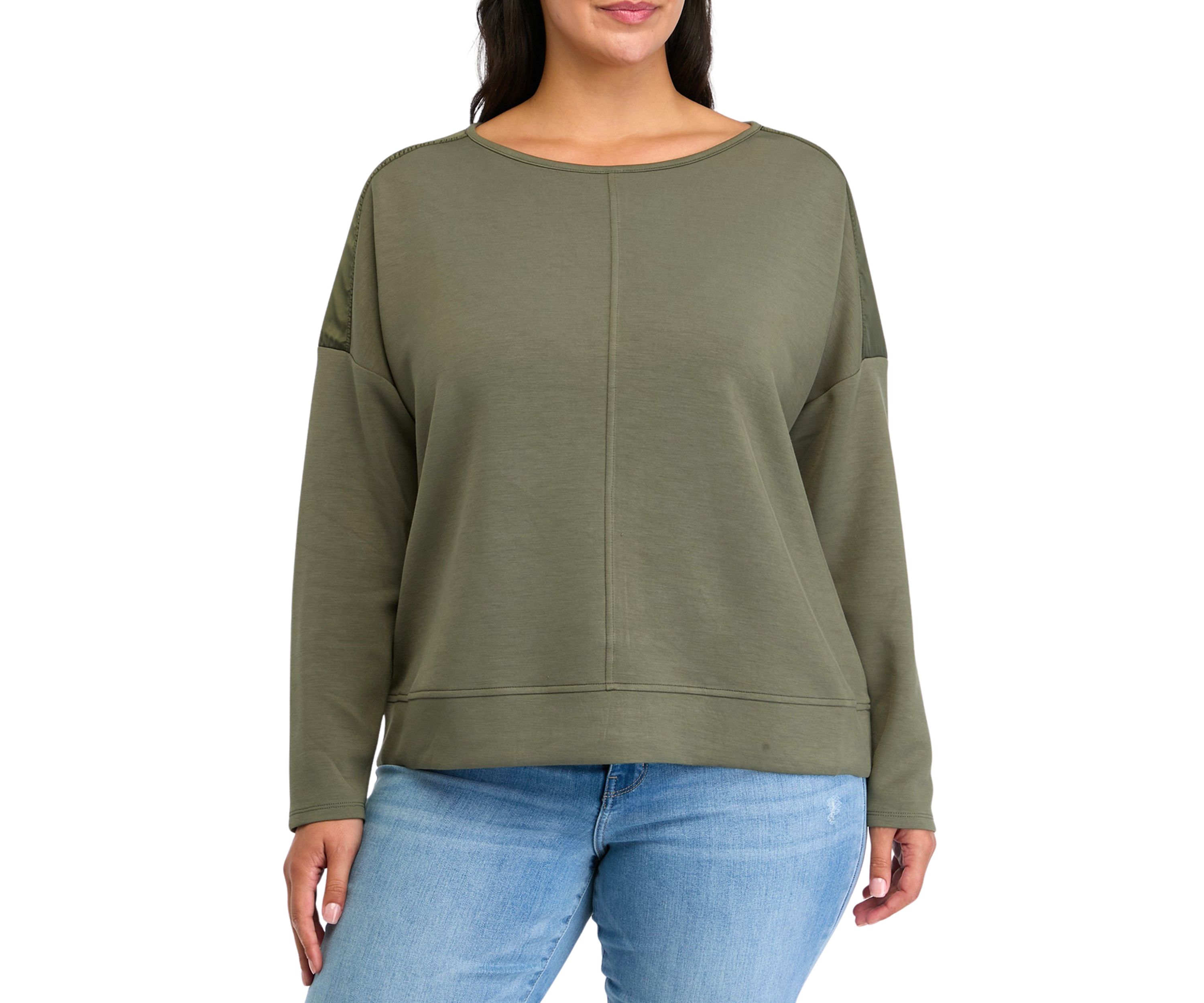 Plus Size Satin Trim Sweatshirt