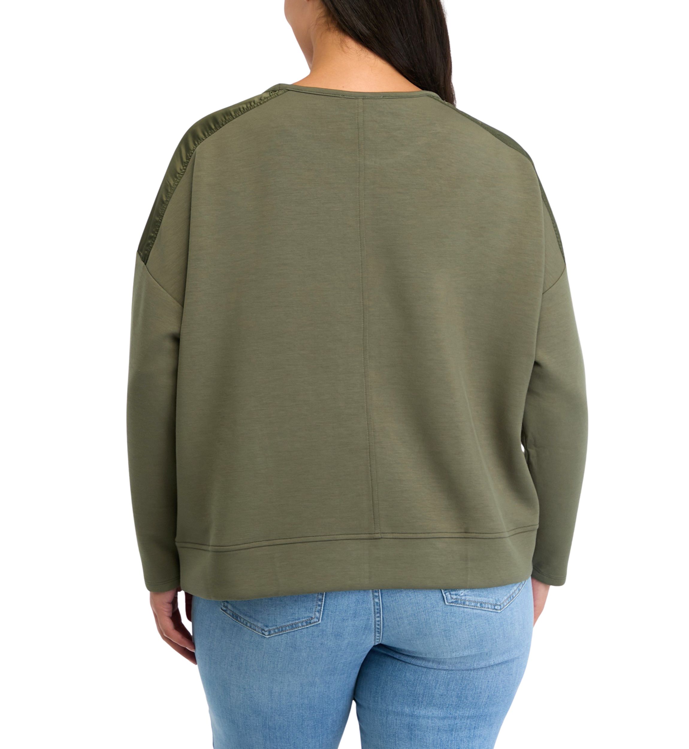 Plus Size Satin Trim Sweatshirt