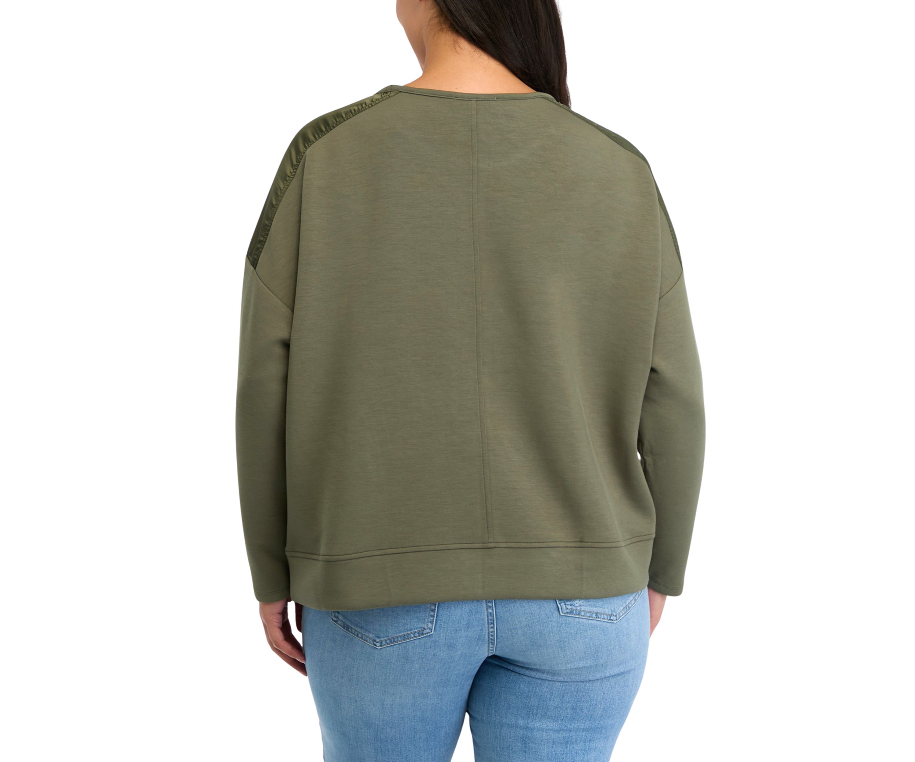 Plus Size Satin Trim Sweatshirt