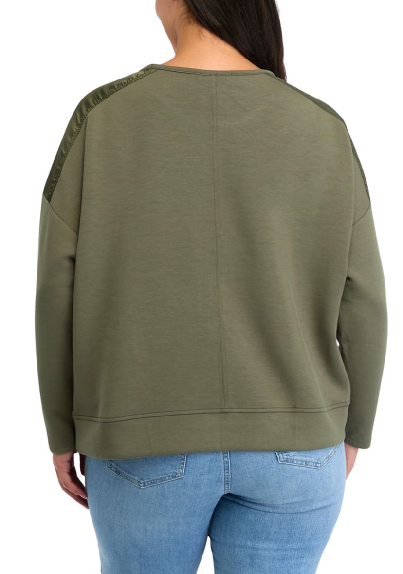 Plus Size Satin Trim Sweatshirt