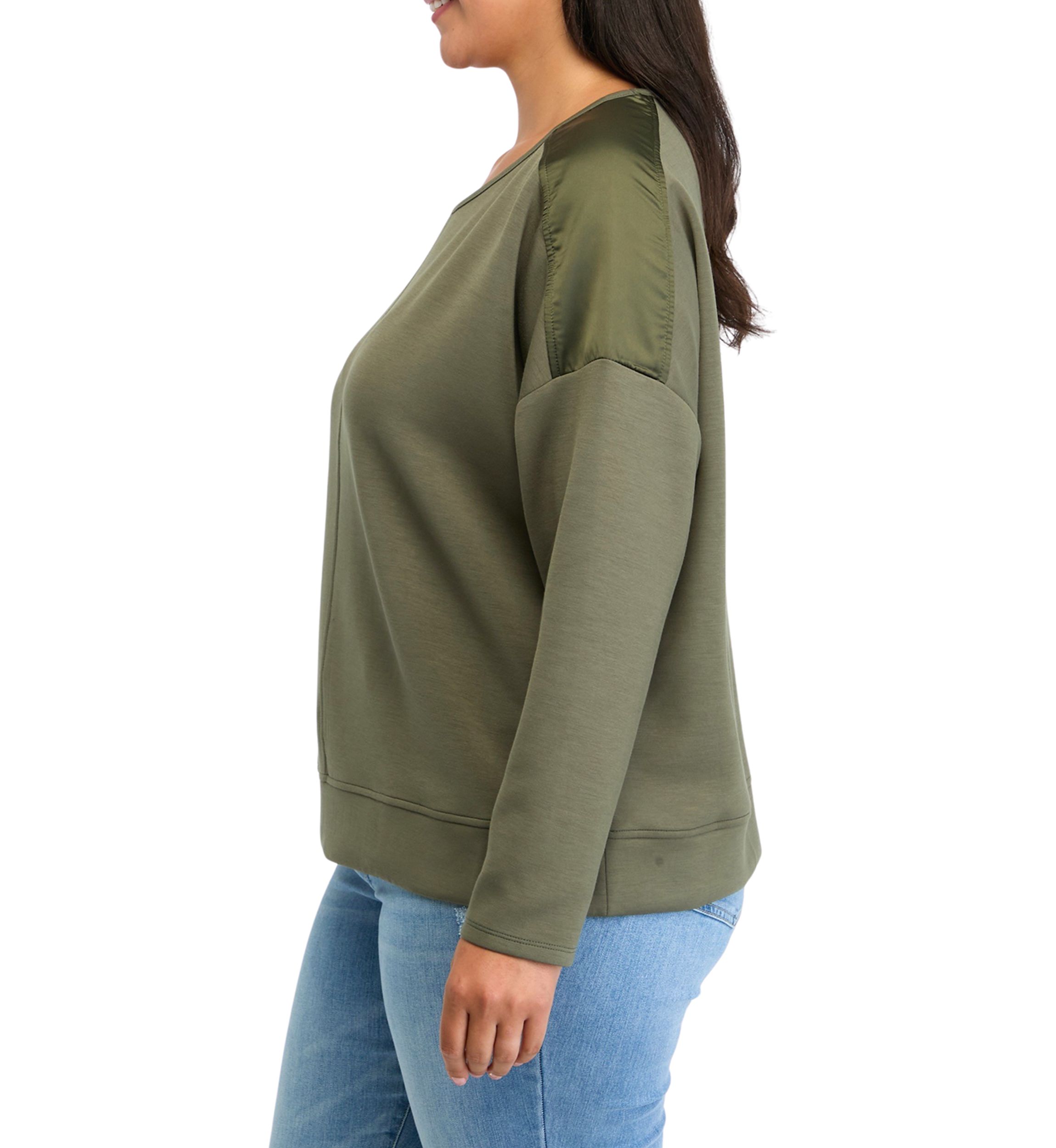 Plus Size Satin Trim Sweatshirt