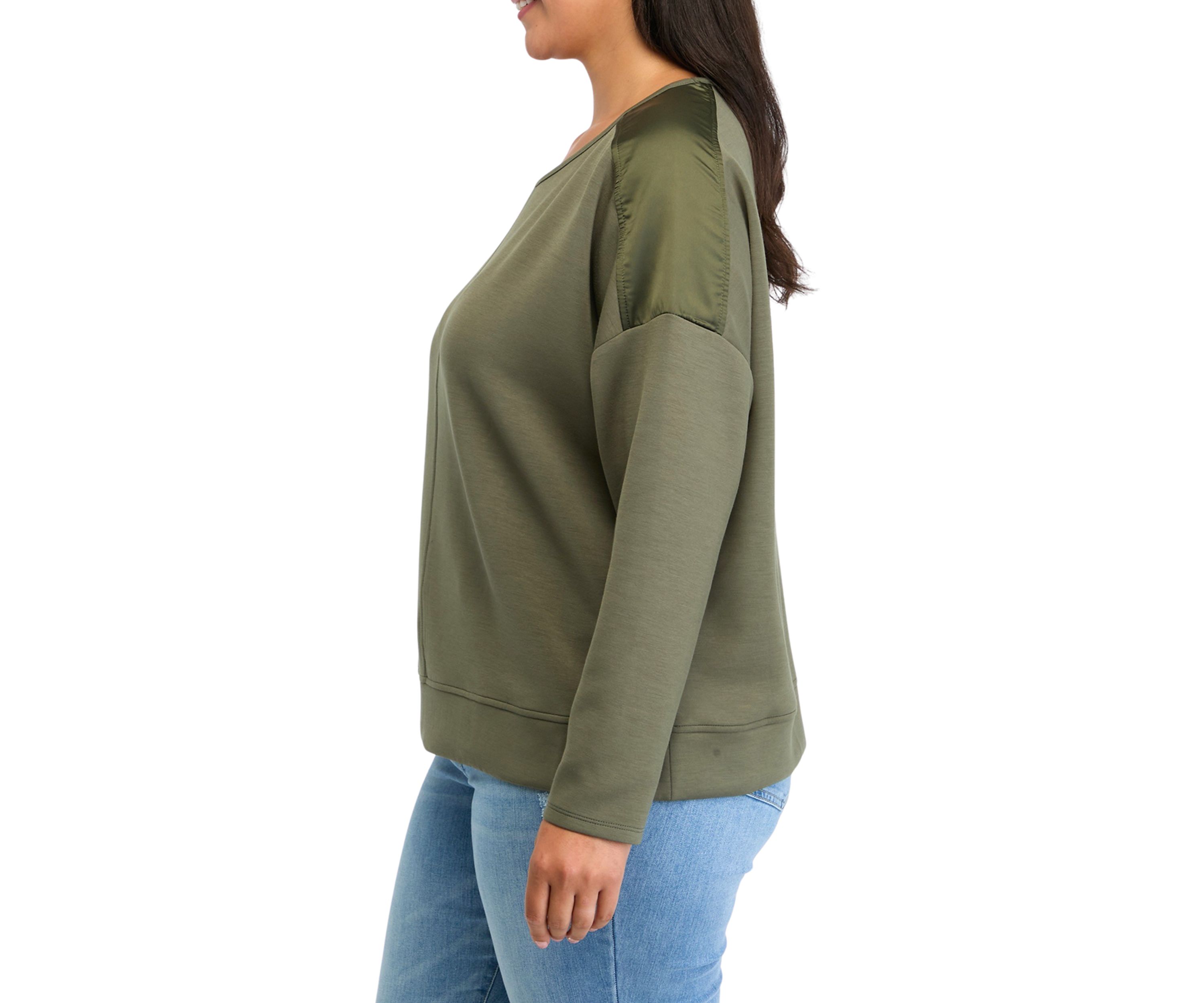 Plus Size Satin Trim Sweatshirt