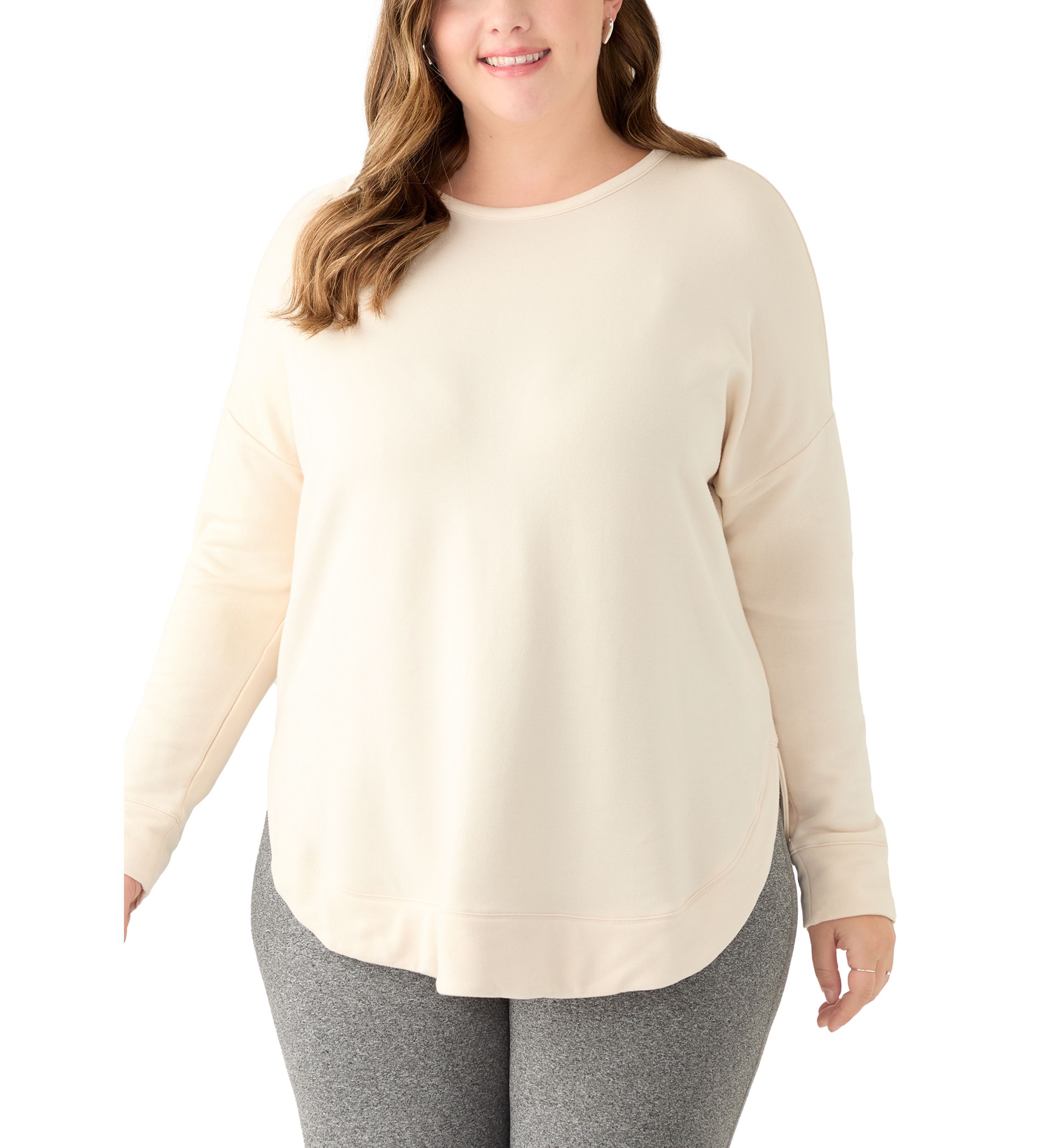 Plus Size Curved Hem Pullover