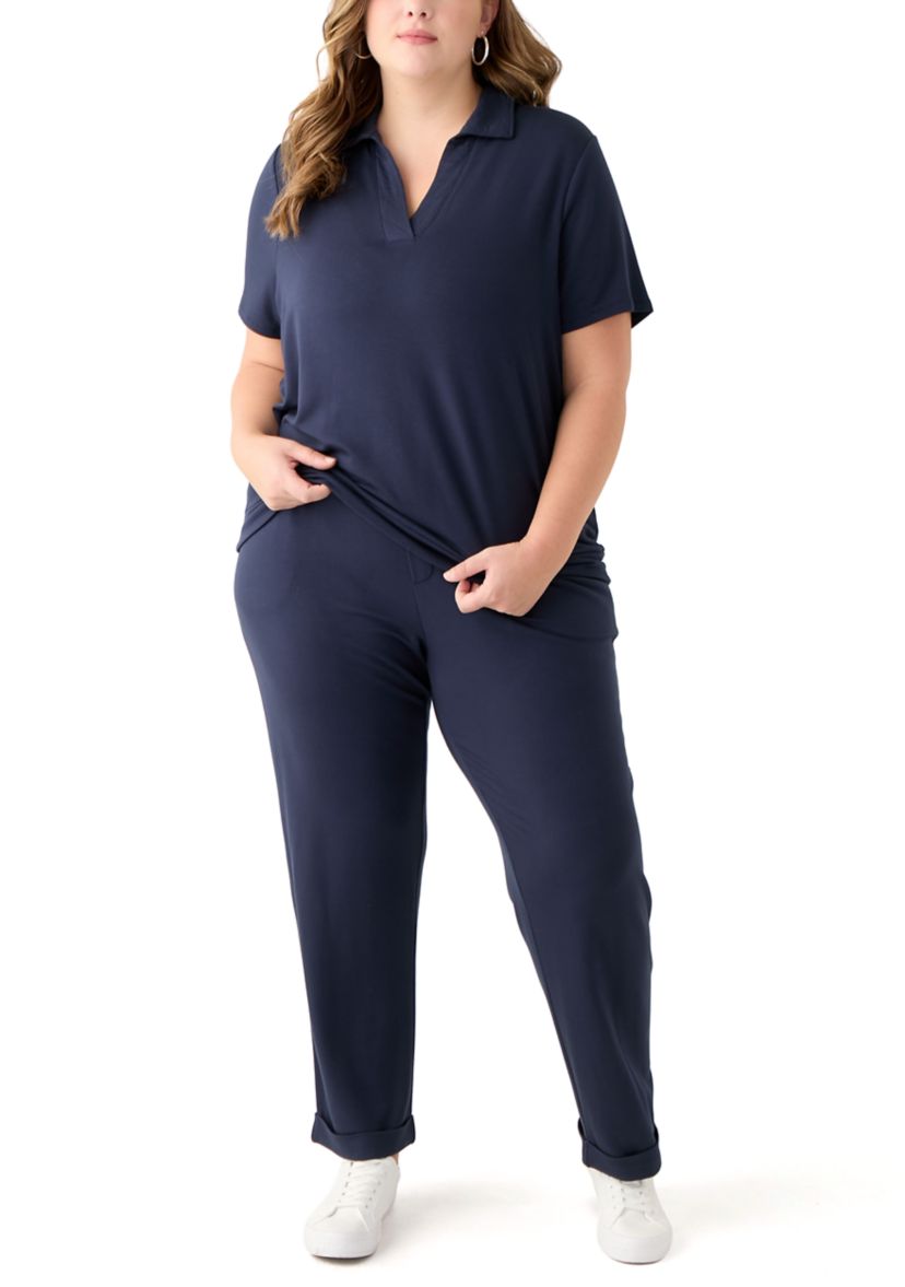 Plus Size Short Sleeve Knit T-Shirt 