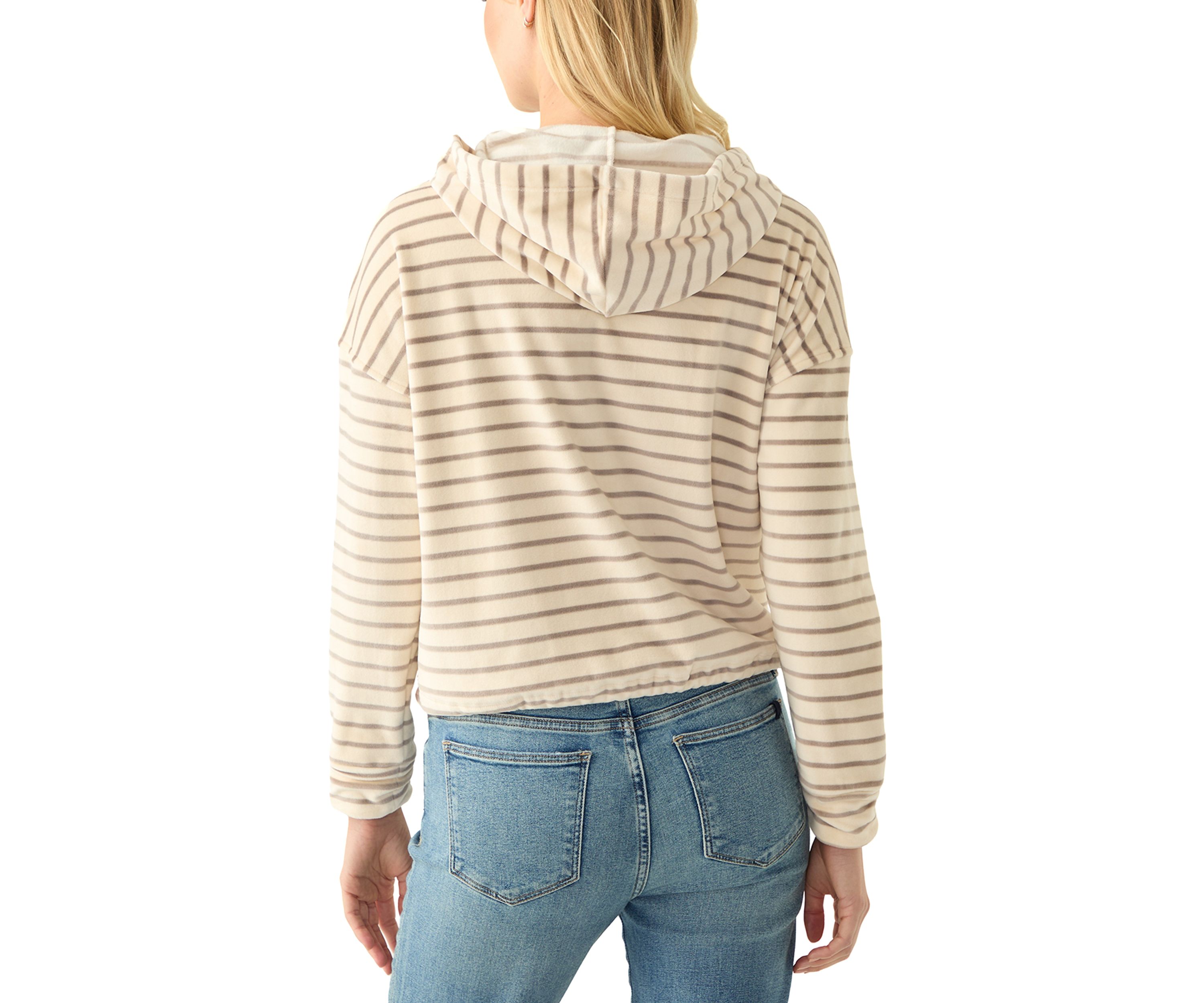 Womens Striped Velour Hoodie
