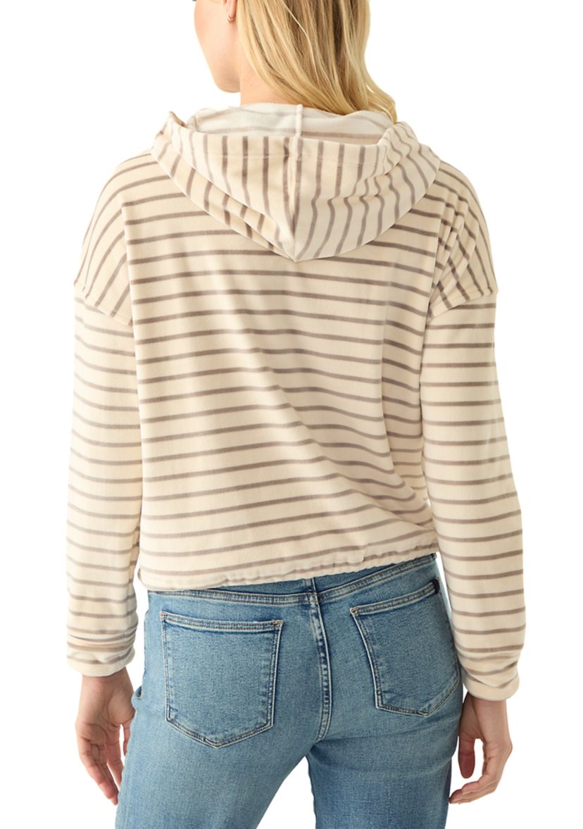 Womens Striped Velour Hoodie