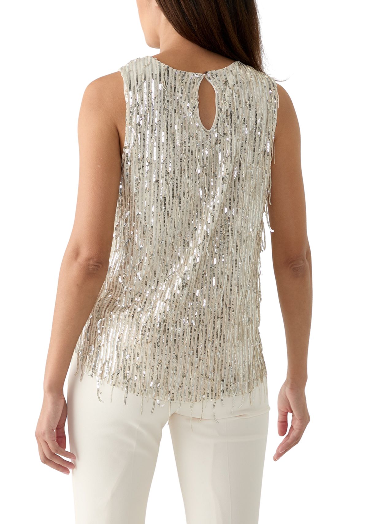Womens Fringe Sequin Tank Top