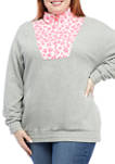 Plus Size Drop Shoulder  Mock Neck Animal Print Sweatshirt