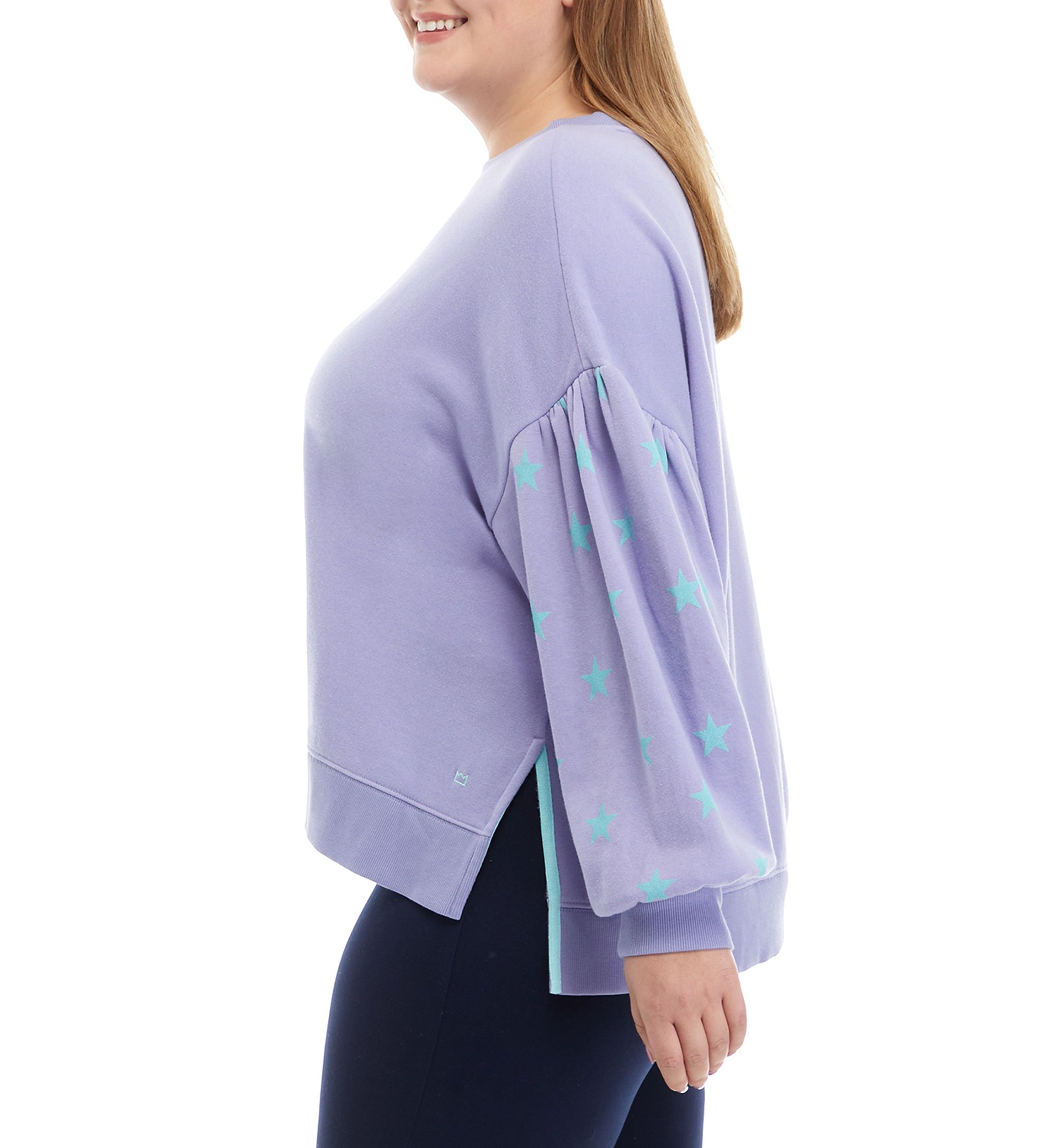 Plus Size Lantern Sleeve High Low Pullover