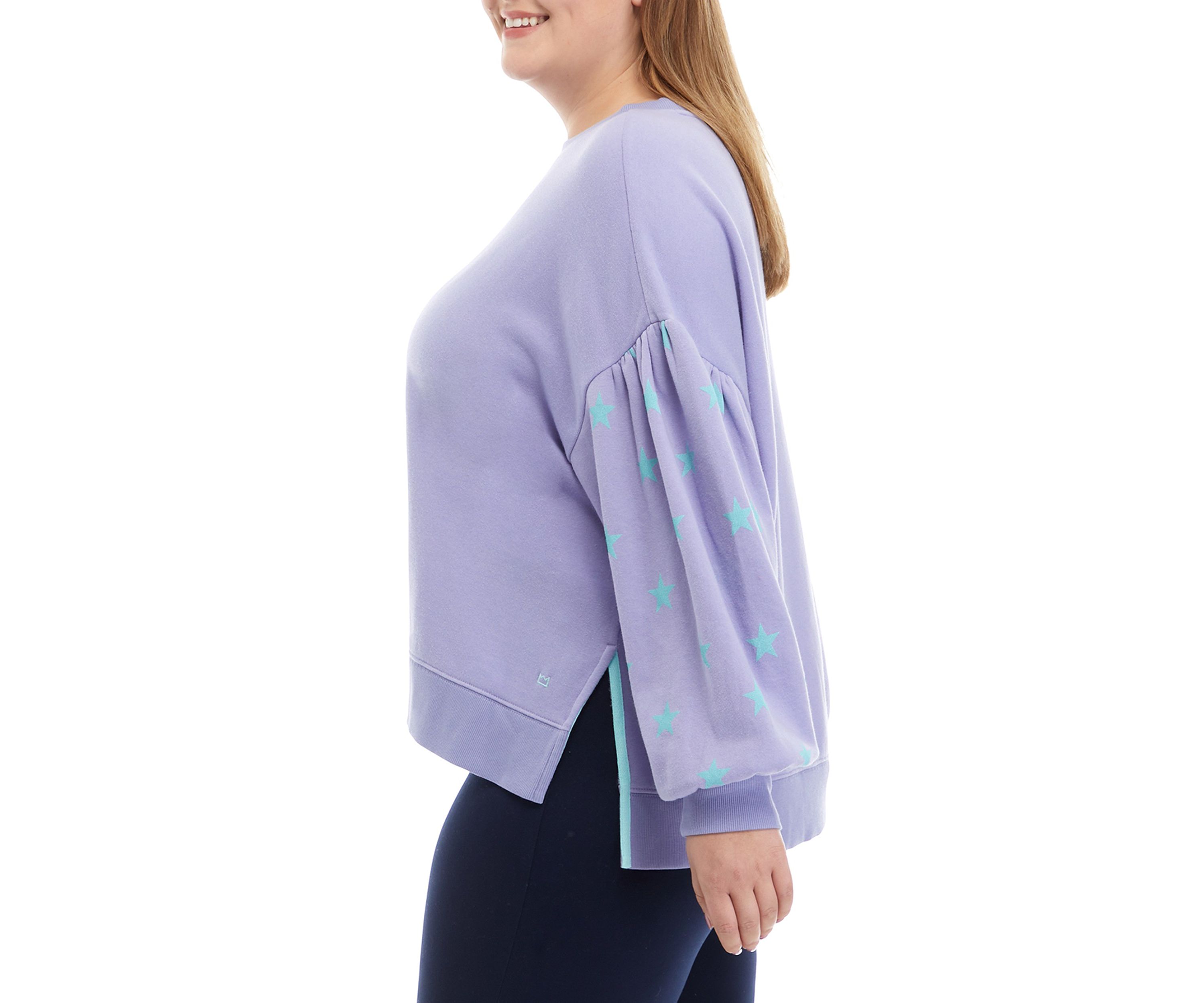 Plus Size Lantern Sleeve High Low Pullover
