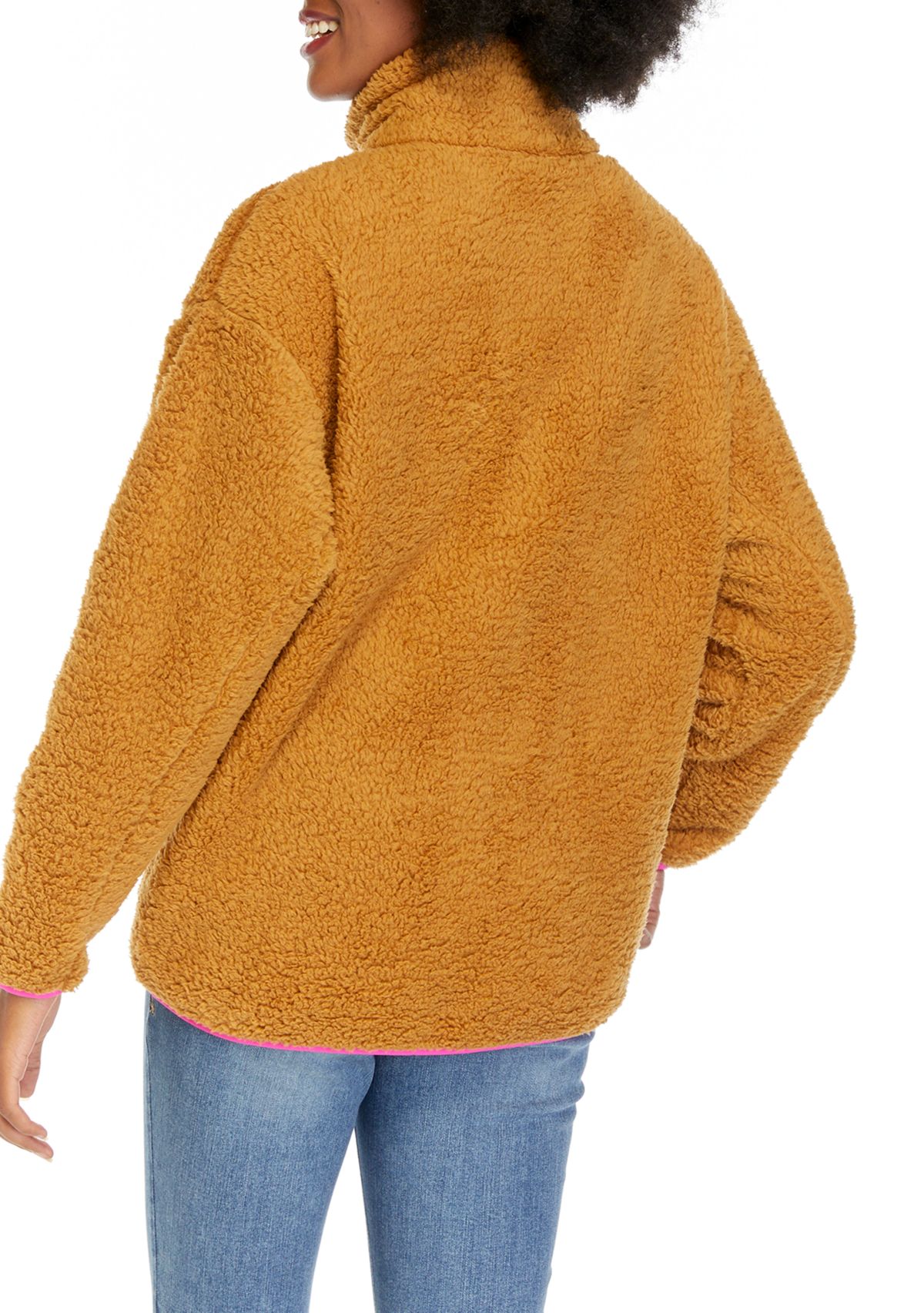 Womens Long Sleeve Half Zip Sherpa Pullover