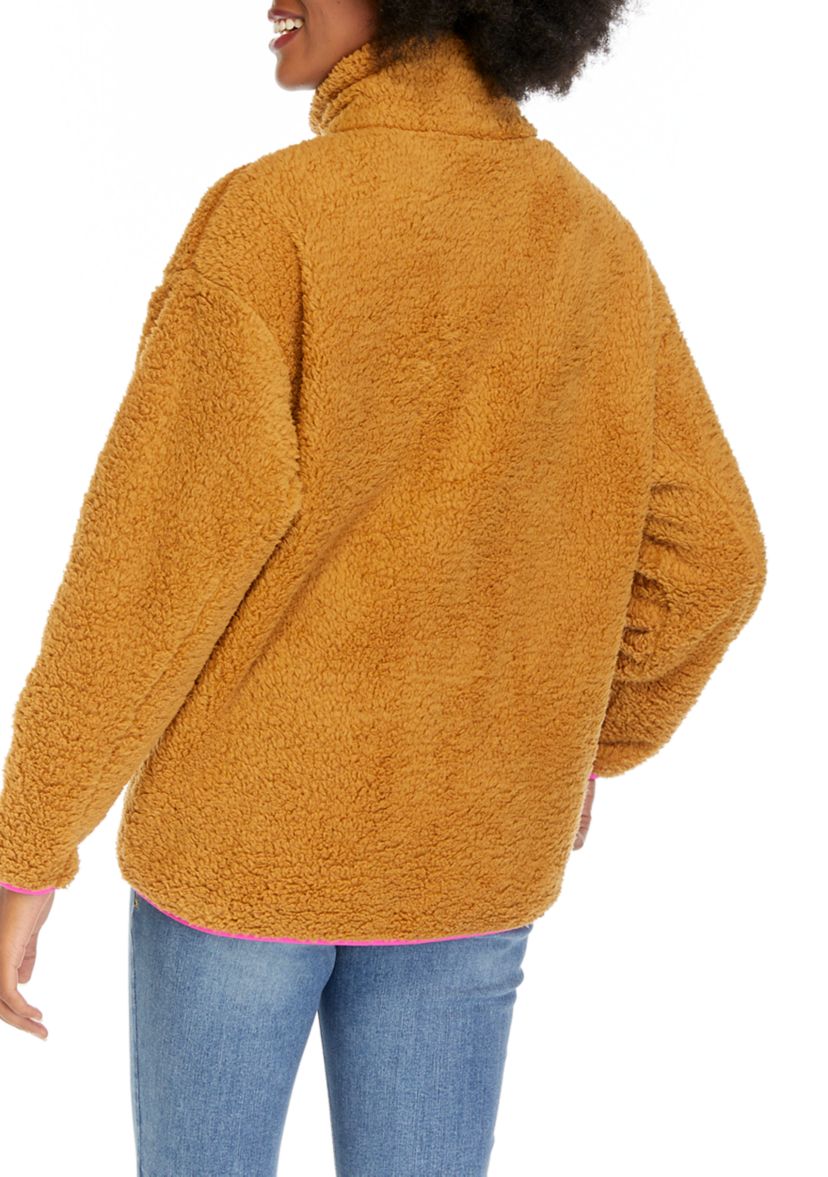 Womens Long Sleeve Half Zip Sherpa Pullover